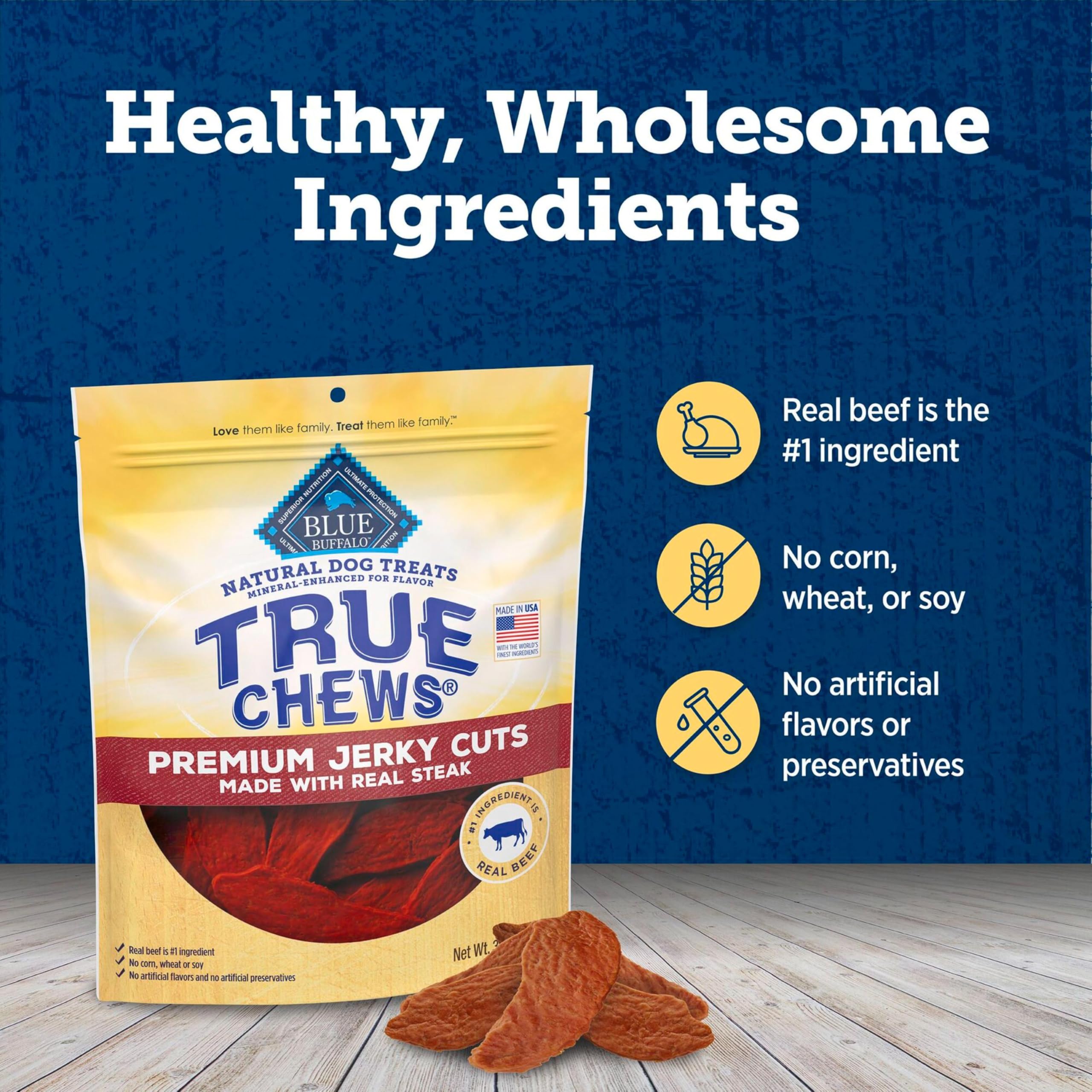 Blue Buffalo True Chews sin maíz trigo y soya para perros sensibles