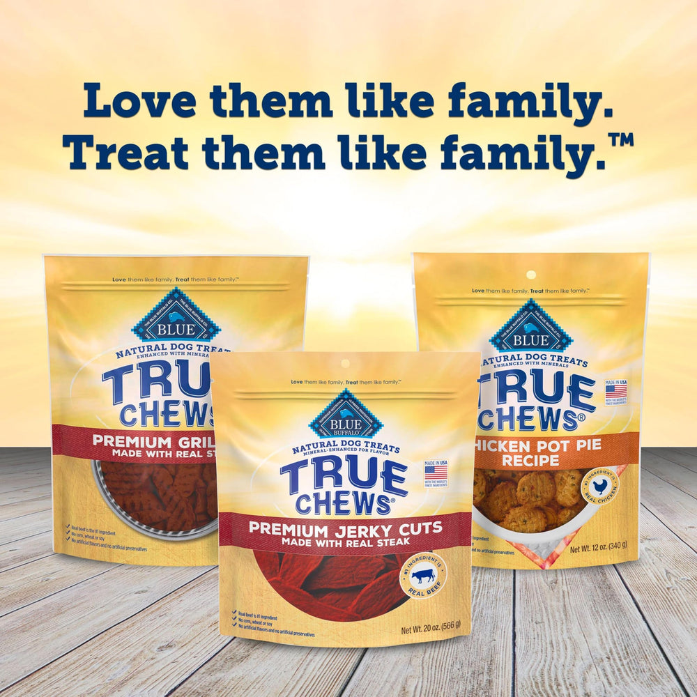 Blue Buffalo True Chews trozos masticables para entrenamiento y refuerzo positivo.