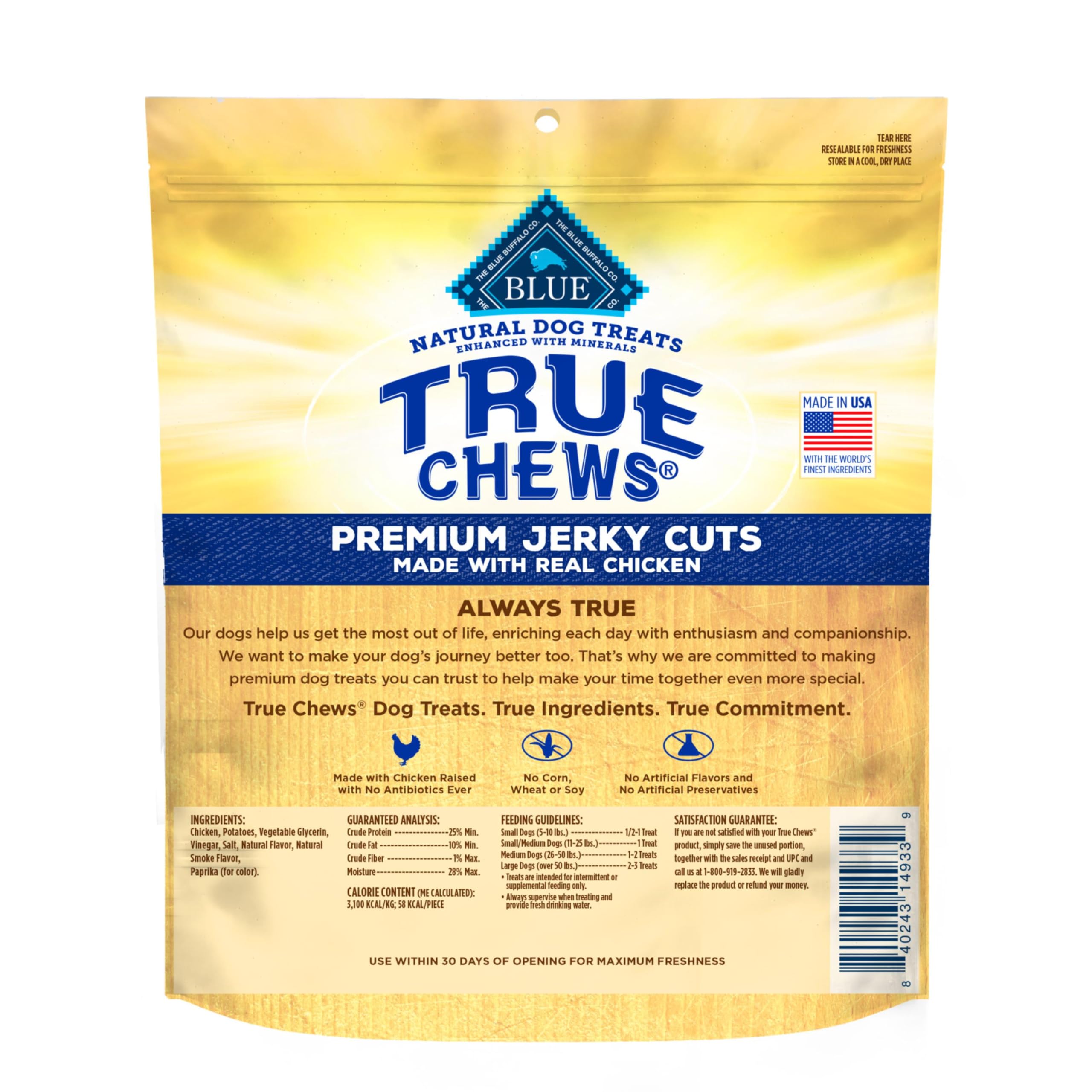 Blue Buffalo True Chews: trozos de pollo para recompensa sabrosa durante el entrenamiento.