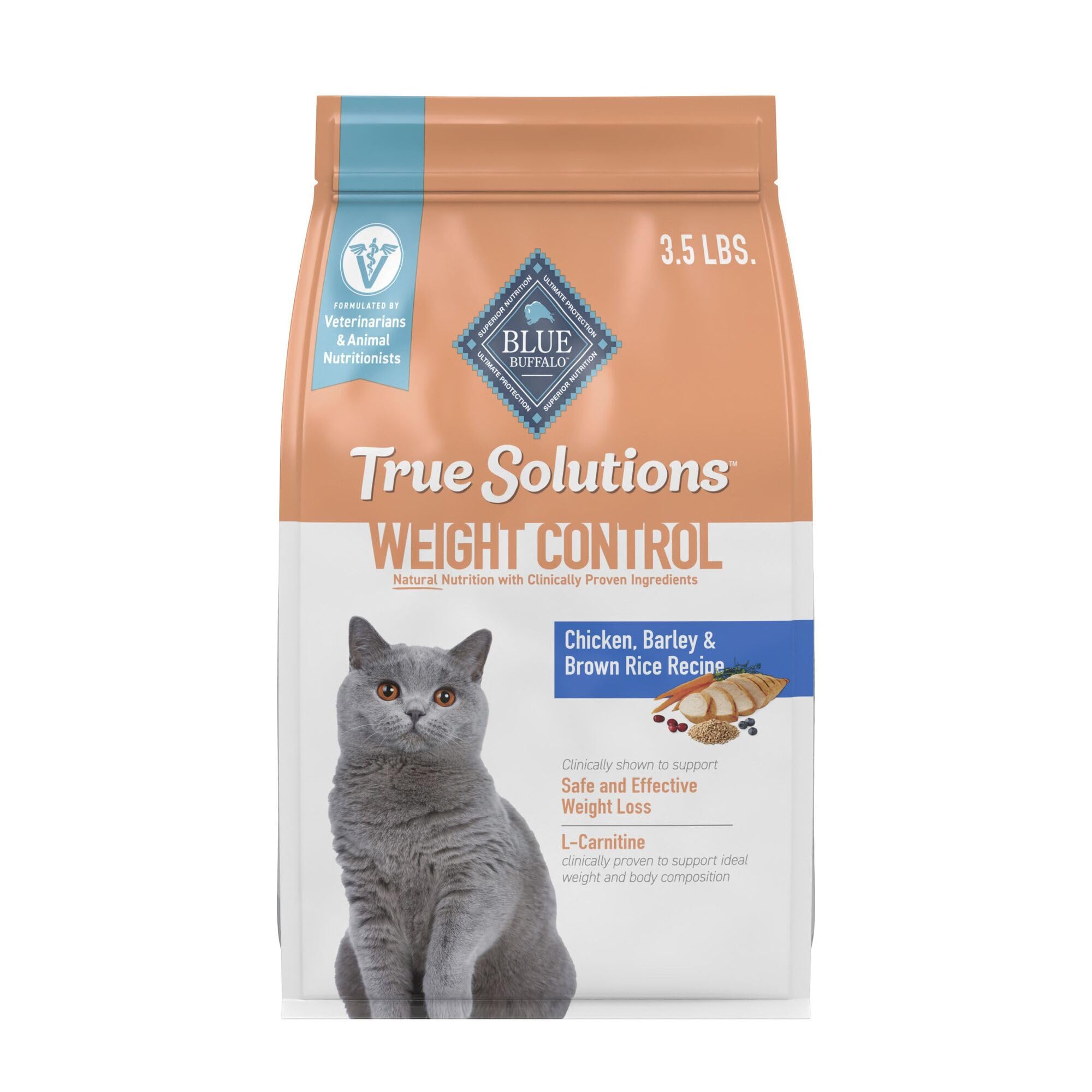 Blue Buffalo True Solutions croquetas granulado para control de peso en gatos adultos.