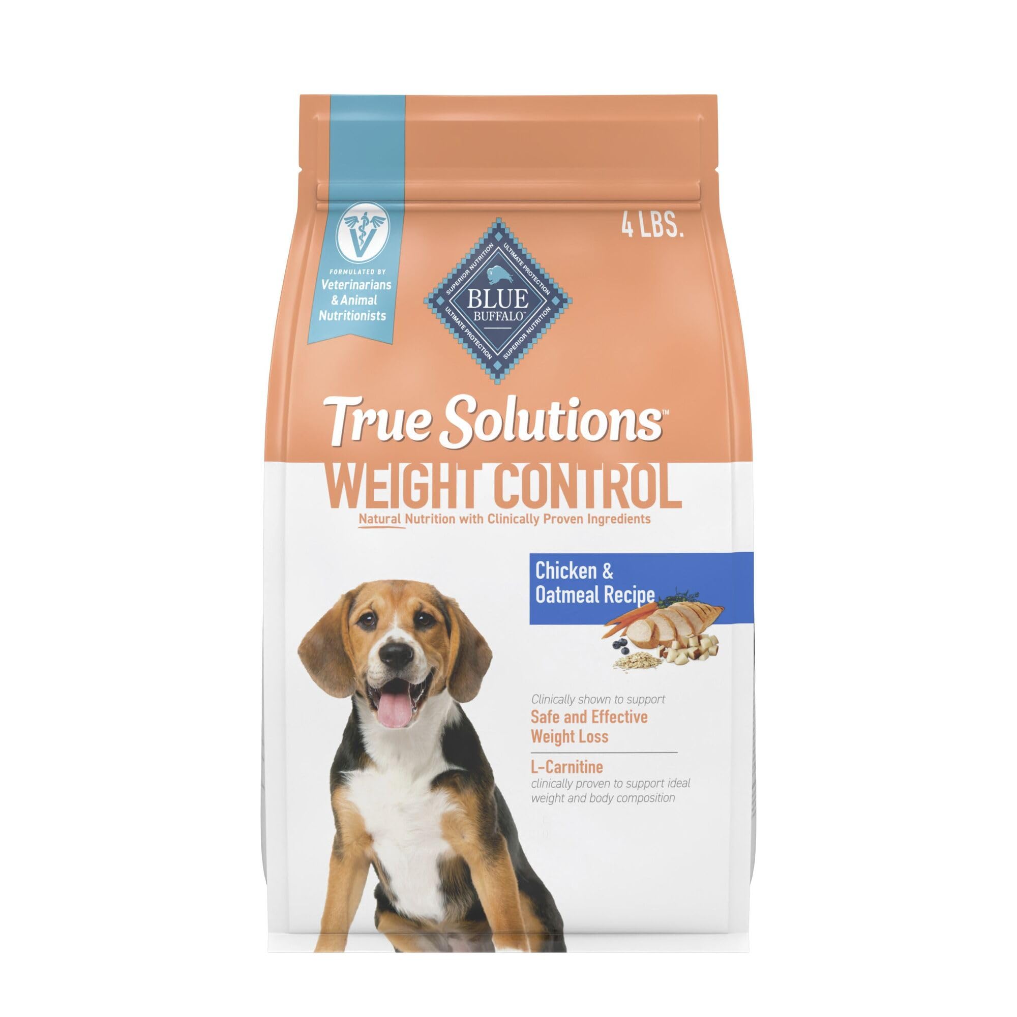 Blue Buffalo True Solutions controla el peso con comida seca para perros adultos, bolsa de 4 lb.