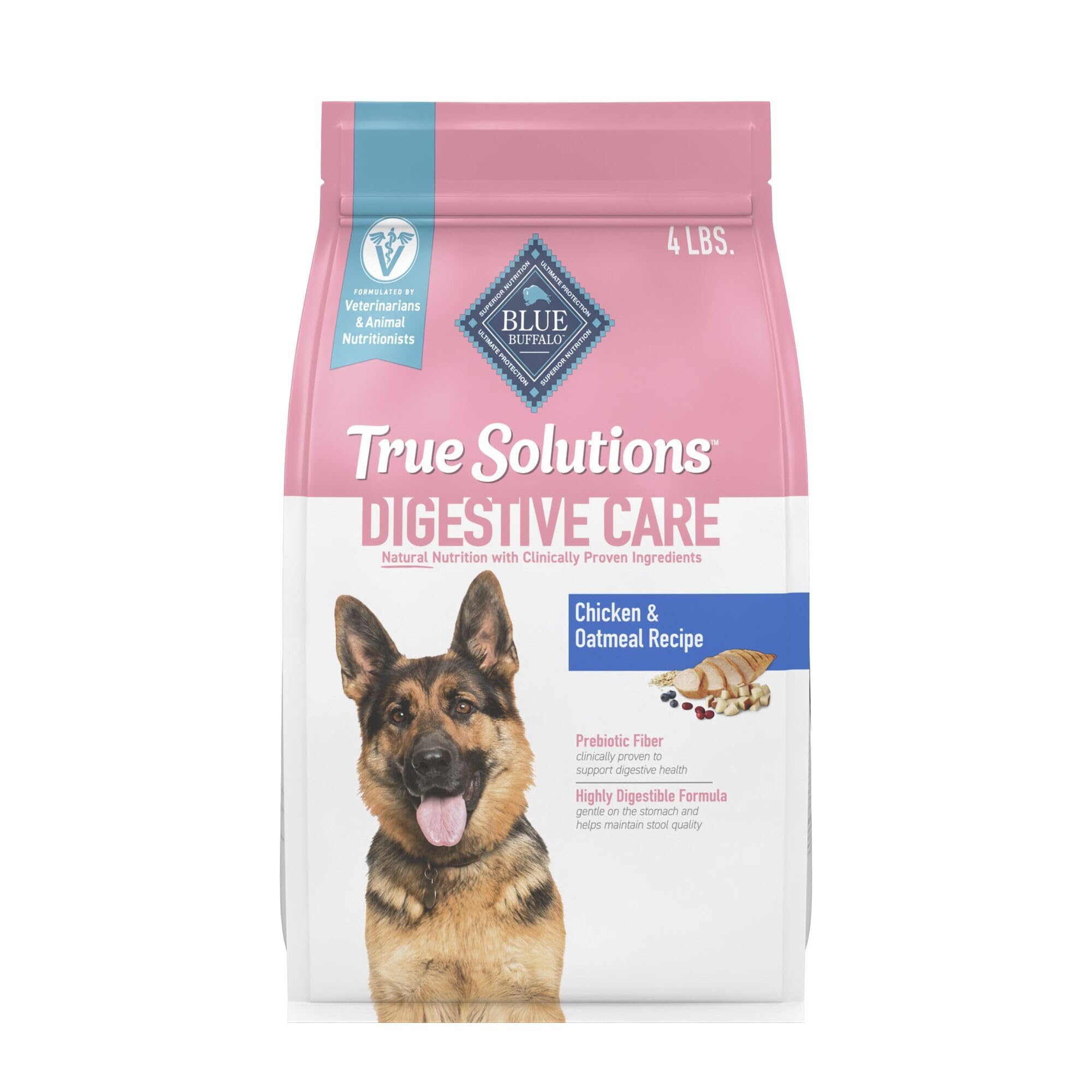 Blue Buffalo True Solutions Digestive Care: bolsa 4 lb, ideal para alimentación diaria de perros adultos.