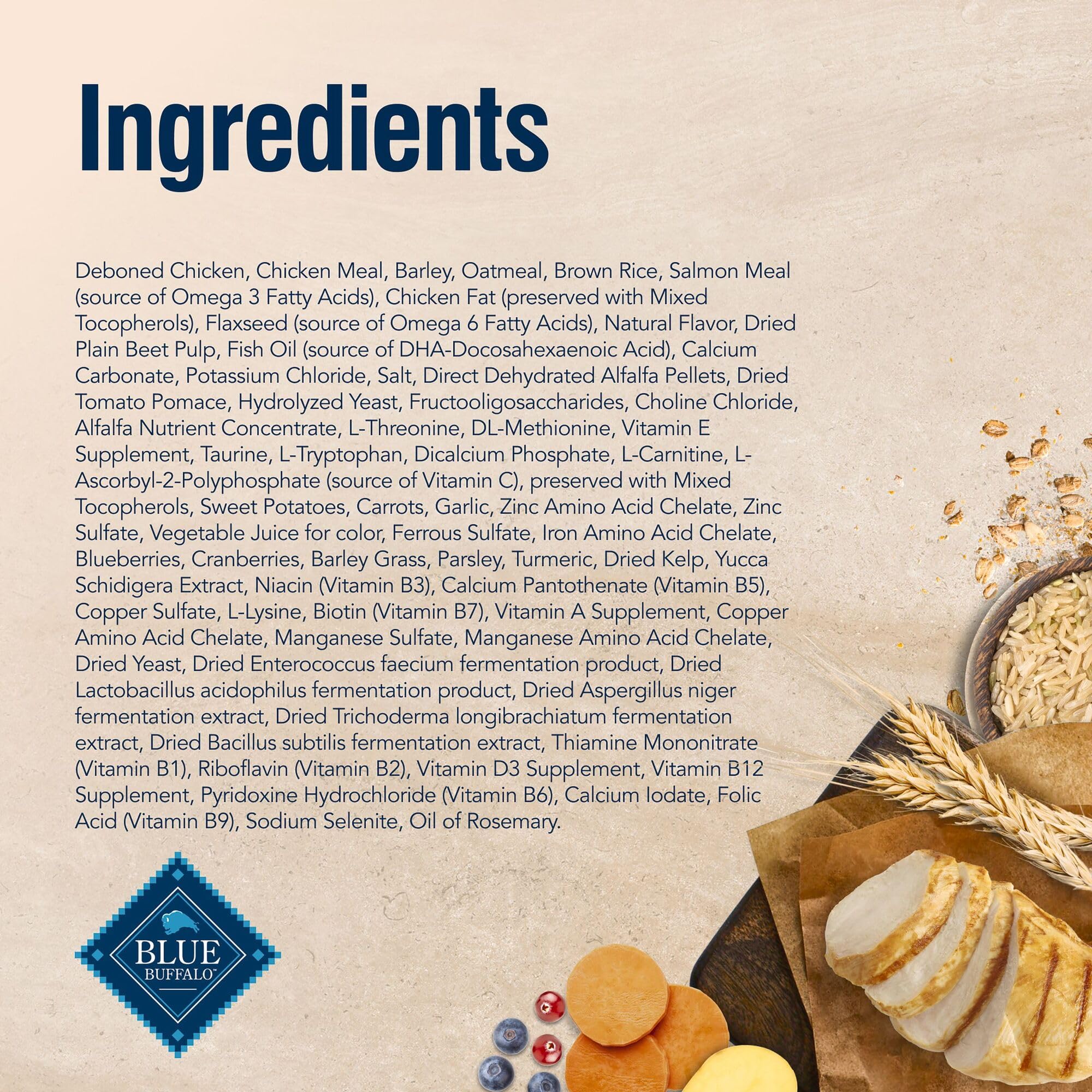 Blue Buffalo True Solutions con ingredientes naturales para nutrición equilibrada.