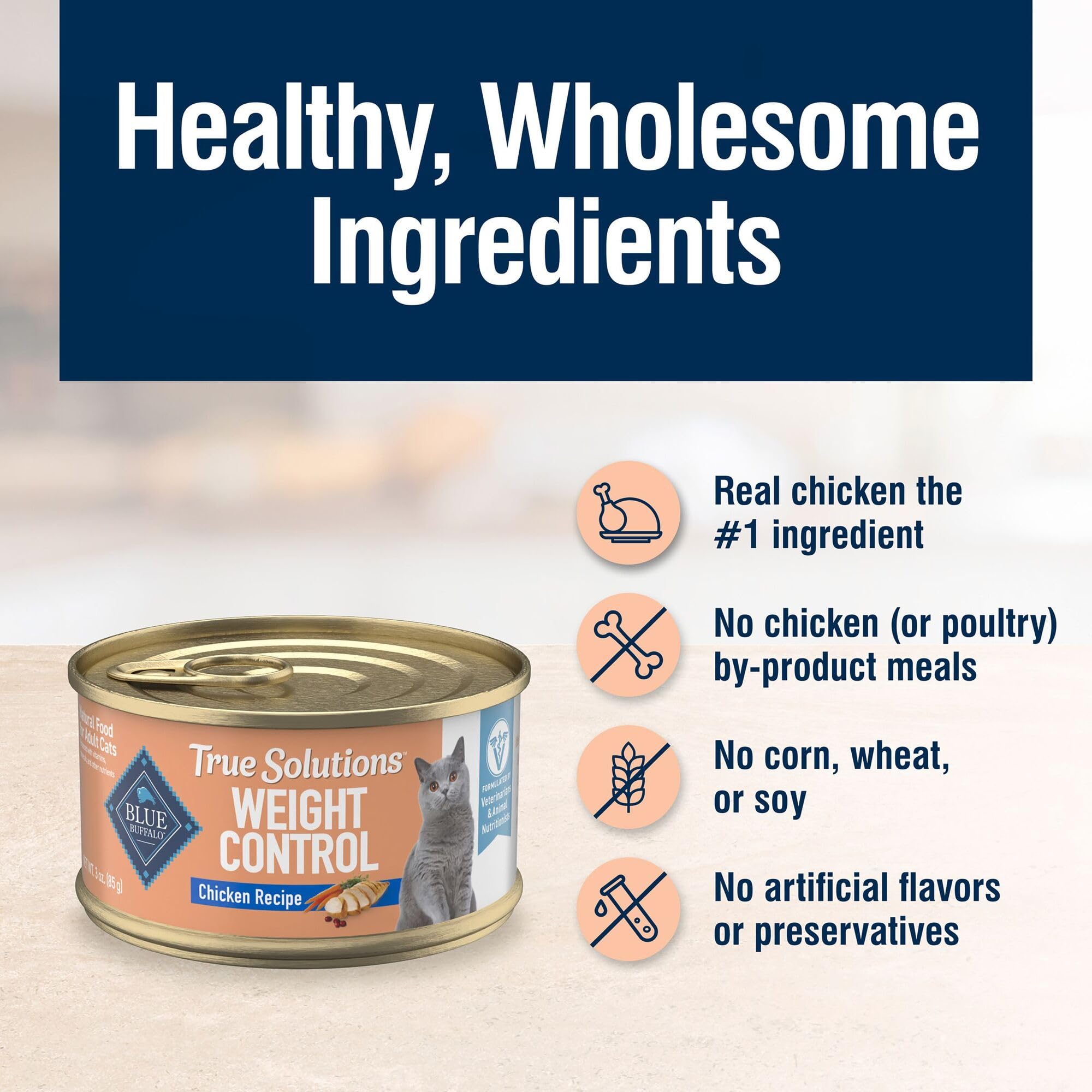 Blue Buffalo True Solutions pollo real como primer ingrediente