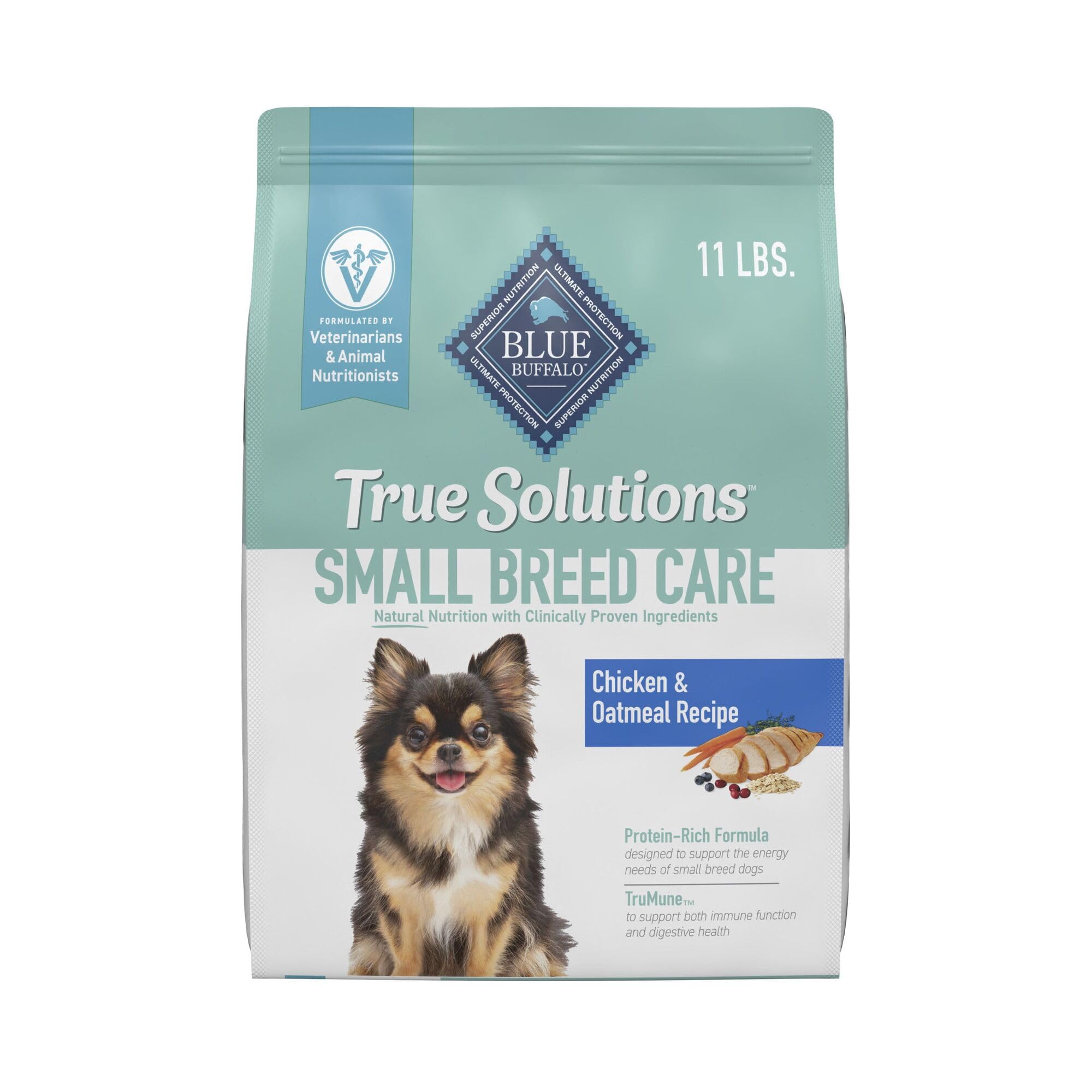 Blue Buffalo True Solutions para razas pequeñas, bolsa de 11 libras, energía diaria para perros pequeños.