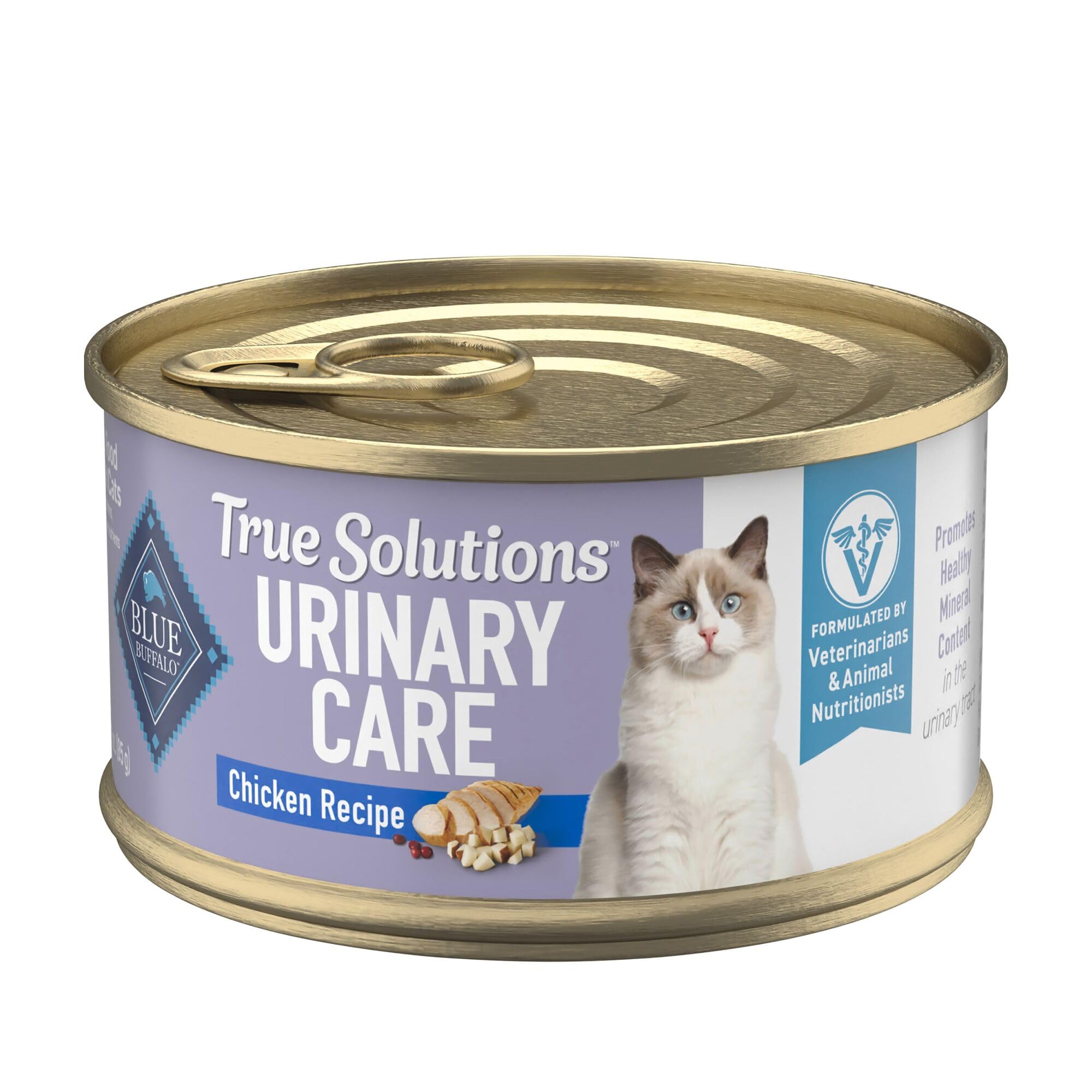 Blue Buffalo True Solutions Urinary Care: lata de 3 oz con pollo real para gatos adultos.