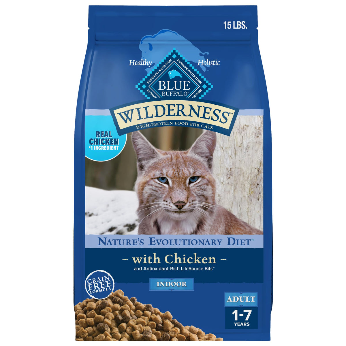 Blue Buffalo Wilderness croquetas de pollo real para gatos activos
