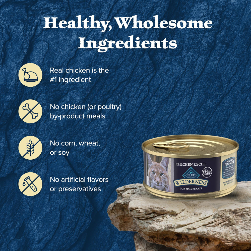 Blue Buffalo Wilderness alimento húmedo de textura suave para felinos.