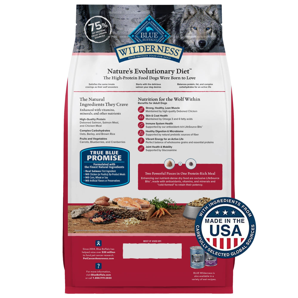 Blue Buffalo Wilderness alimento seco de alta proteína para perros adultos.