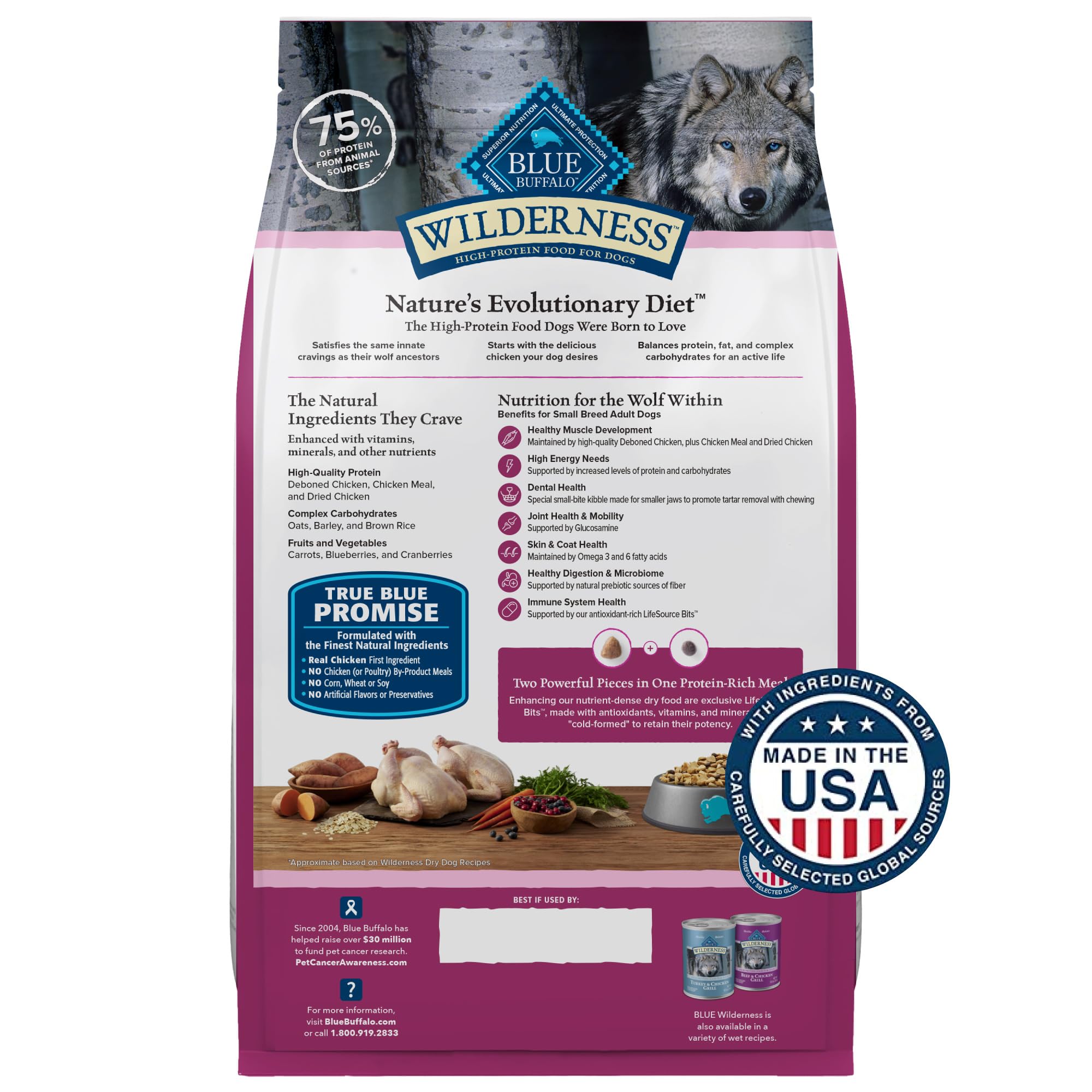 Blue Buffalo Wilderness alta proteína para desarrollo muscular en perros pequeños