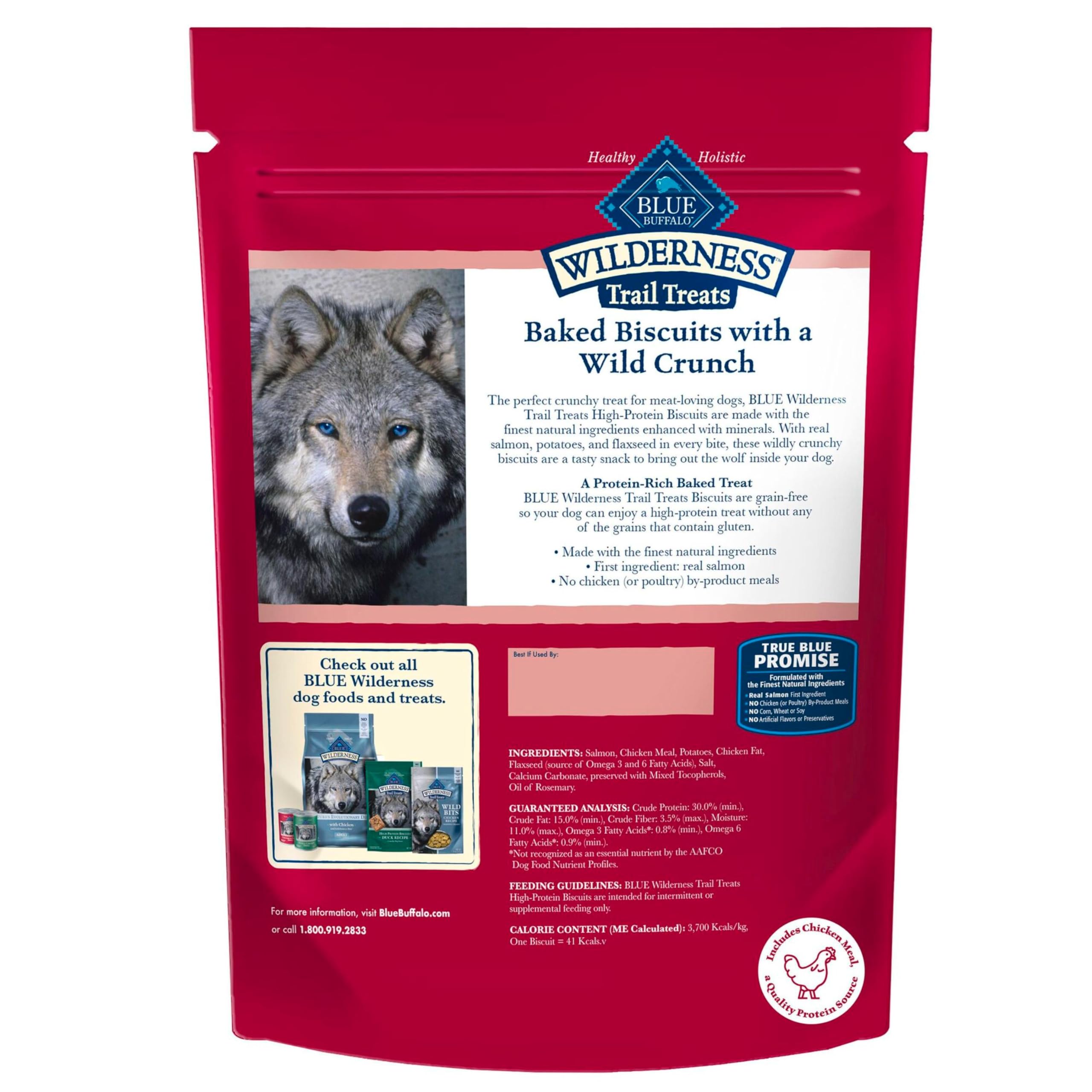 Blue Buffalo Wilderness, bocaditos crujientes con salmón, premio ideal para entrenamiento.
