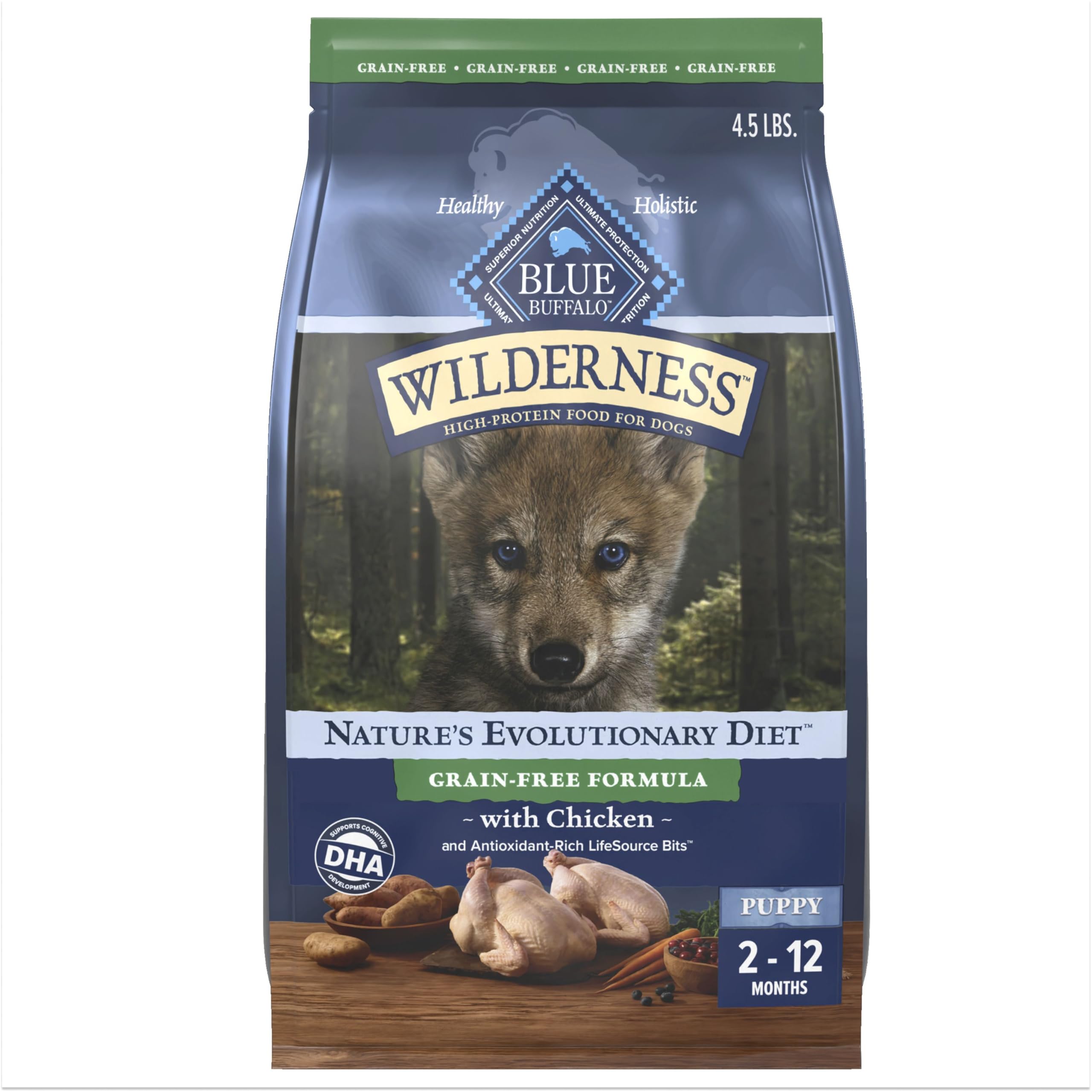 Blue Buffalo Wilderness cachorrito con pollo real para crecimiento sano