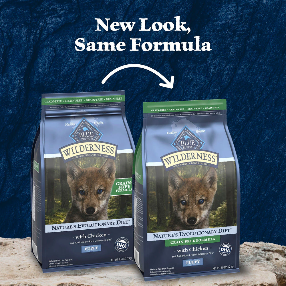 Blue Buffalo Wilderness ingredientes naturales con vitaminas para cachorros felices