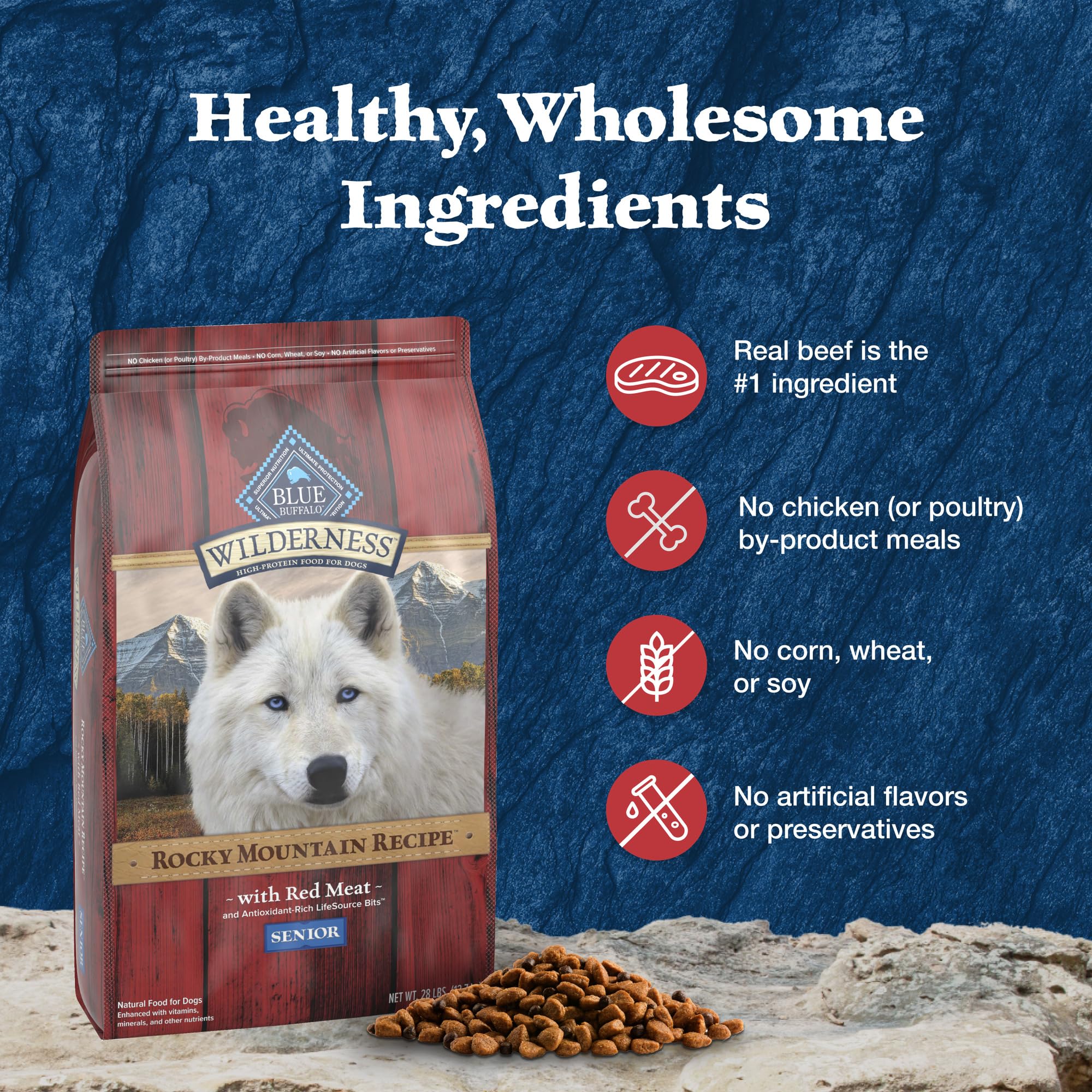 Blue Buffalo Wilderness fórmula senior para perros adultos mayores
