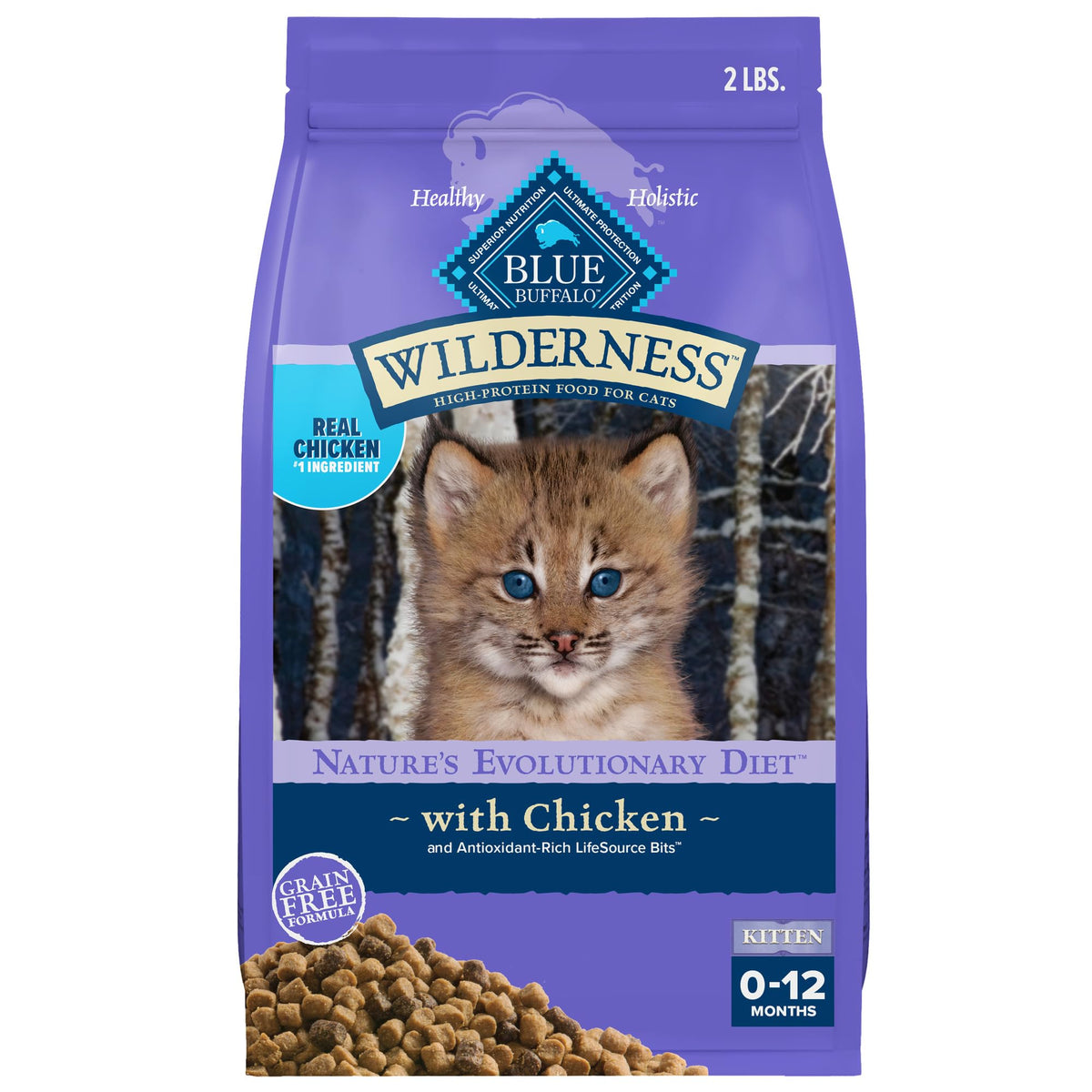 Blue Buffalo Wilderness gatito-pollo-principal: ingrediente real para energía diaria.