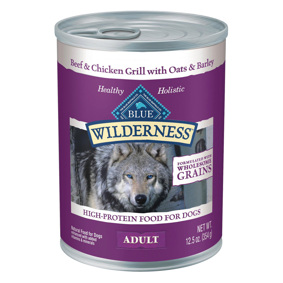 Blue Buffalo Wilderness: lata de res y pollo con granos, sabor completo para perros