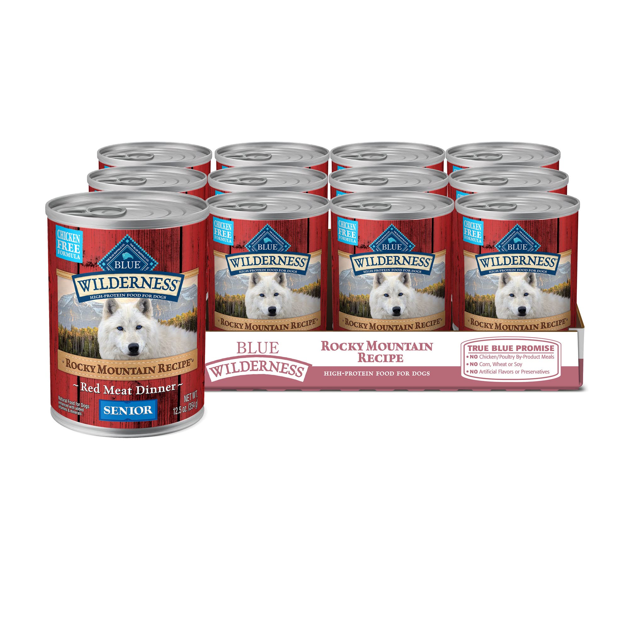 Blue Buffalo Wilderness: lata roja frente, ideal para la comida diaria de perros activos.