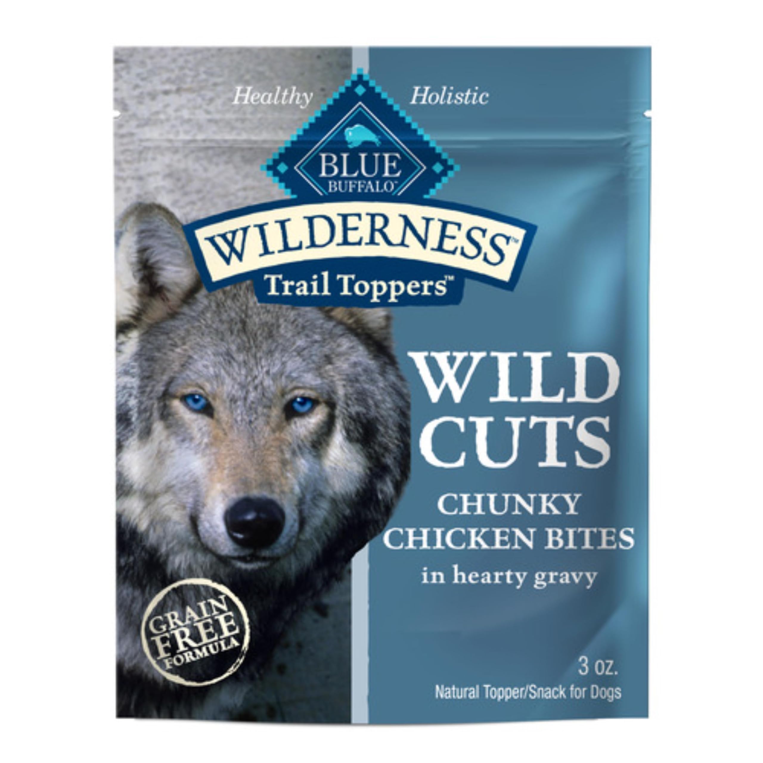 Blue Buffalo Wilderness mejoradores de pollo en salsa espesa para combinar con comida seca.