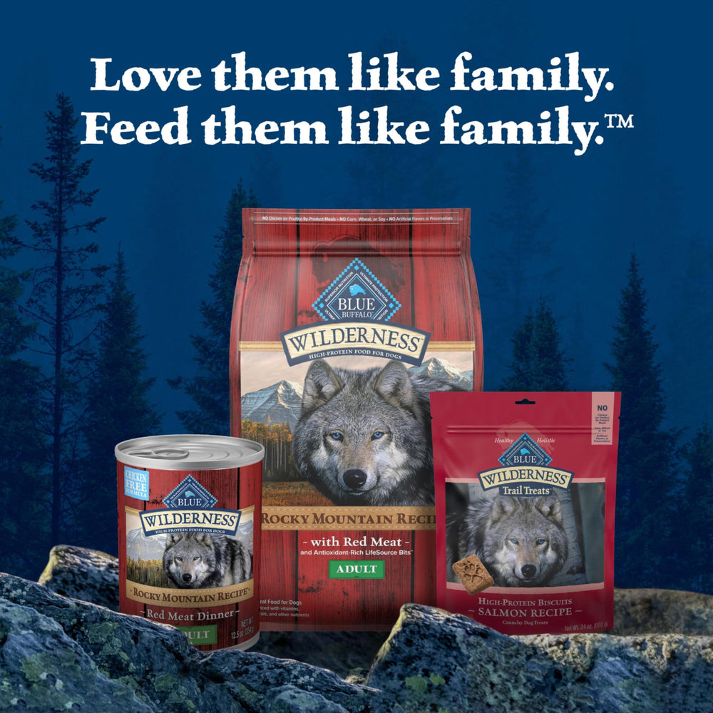 Blue Buffalo Wilderness nutrición equilibrada para perros activos.