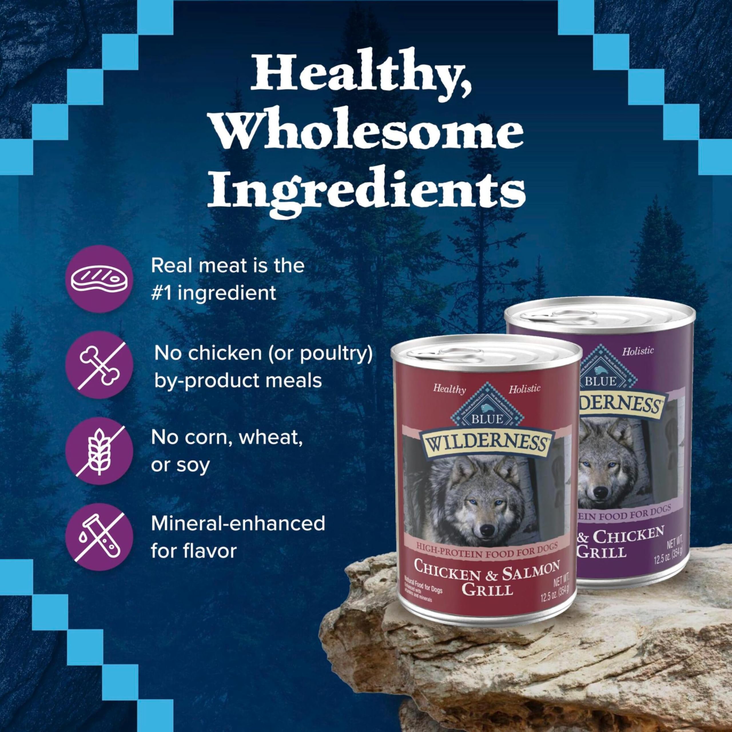 Blue Buffalo Wilderness: pack de 6 latas para conveniencia y variedad en la dieta de tu perro.