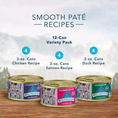 Blue Buffalo Wilderness paté pollo, textura suave en lata para consumo diario.