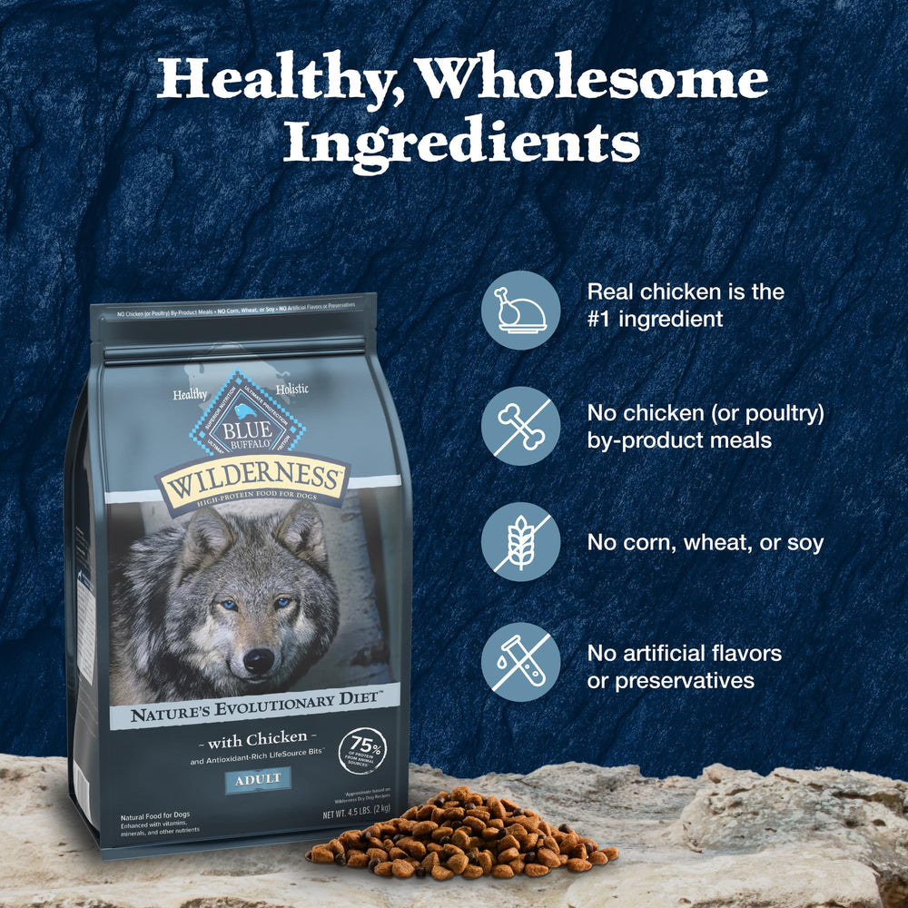 Blue Buffalo Wilderness para perros adultos con alimento natural de alta proteína
