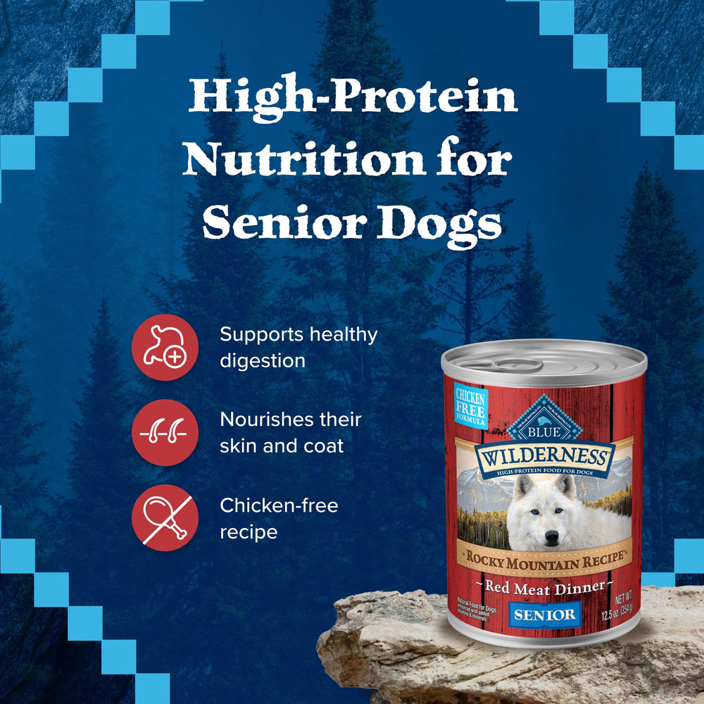 Blue Buffalo Wilderness: perro senior disfrutando, opción proteica para su día.