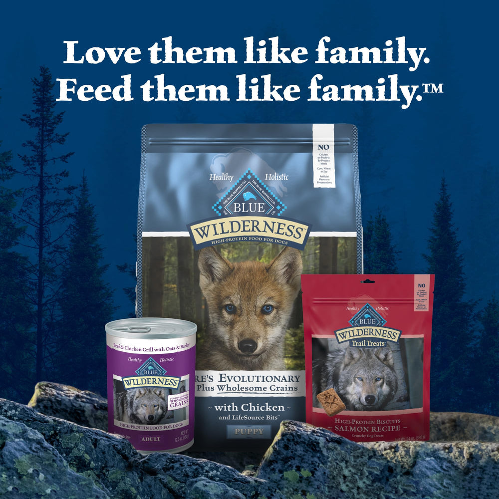 Blue Buffalo Wilderness Puppy real pollo como ingrediente principal para sabor.