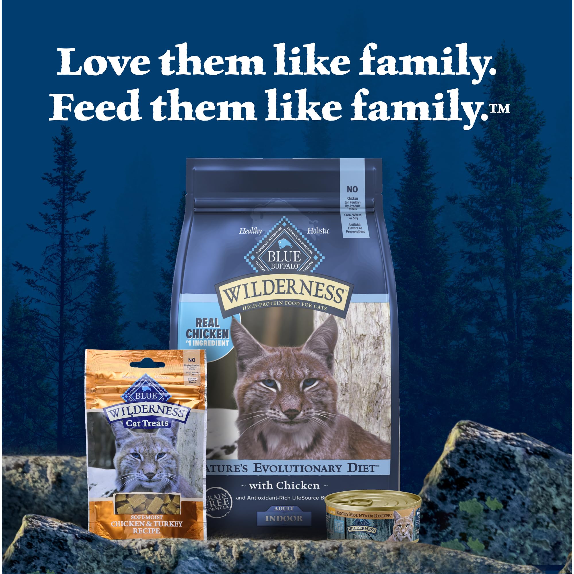 Blue Buffalo Wilderness sabor natural de trucha para gatos adultos.