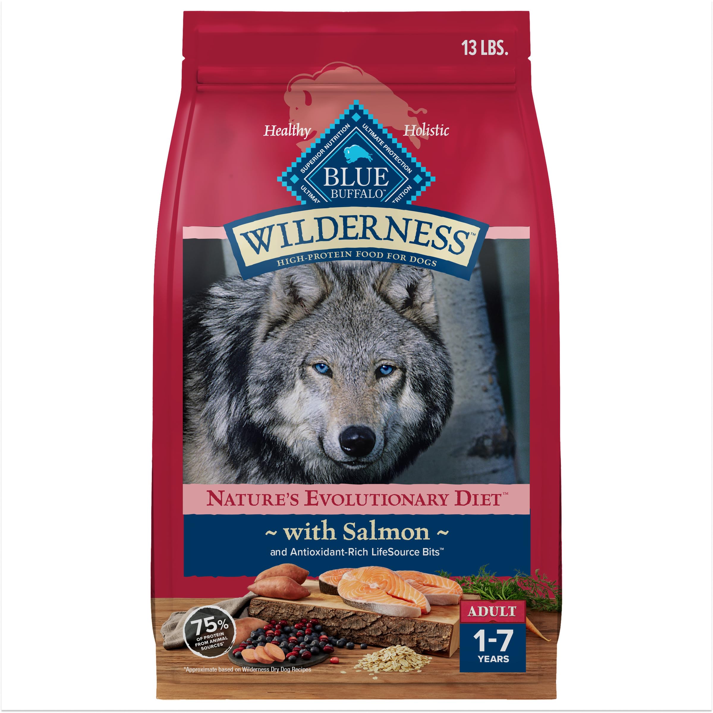 Blue Buffalo Wilderness con salmón real primer ingrediente para el paladar natural