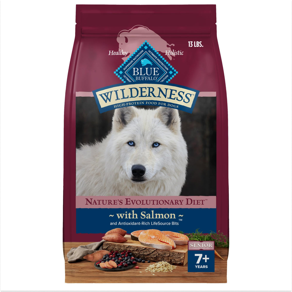 Blue Buffalo Wilderness Senior con salmón como primer ingrediente para energía diaria