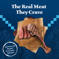 Blue Buffalo Wilderness: textura de carne visible, ideal para la hora de la comida.
