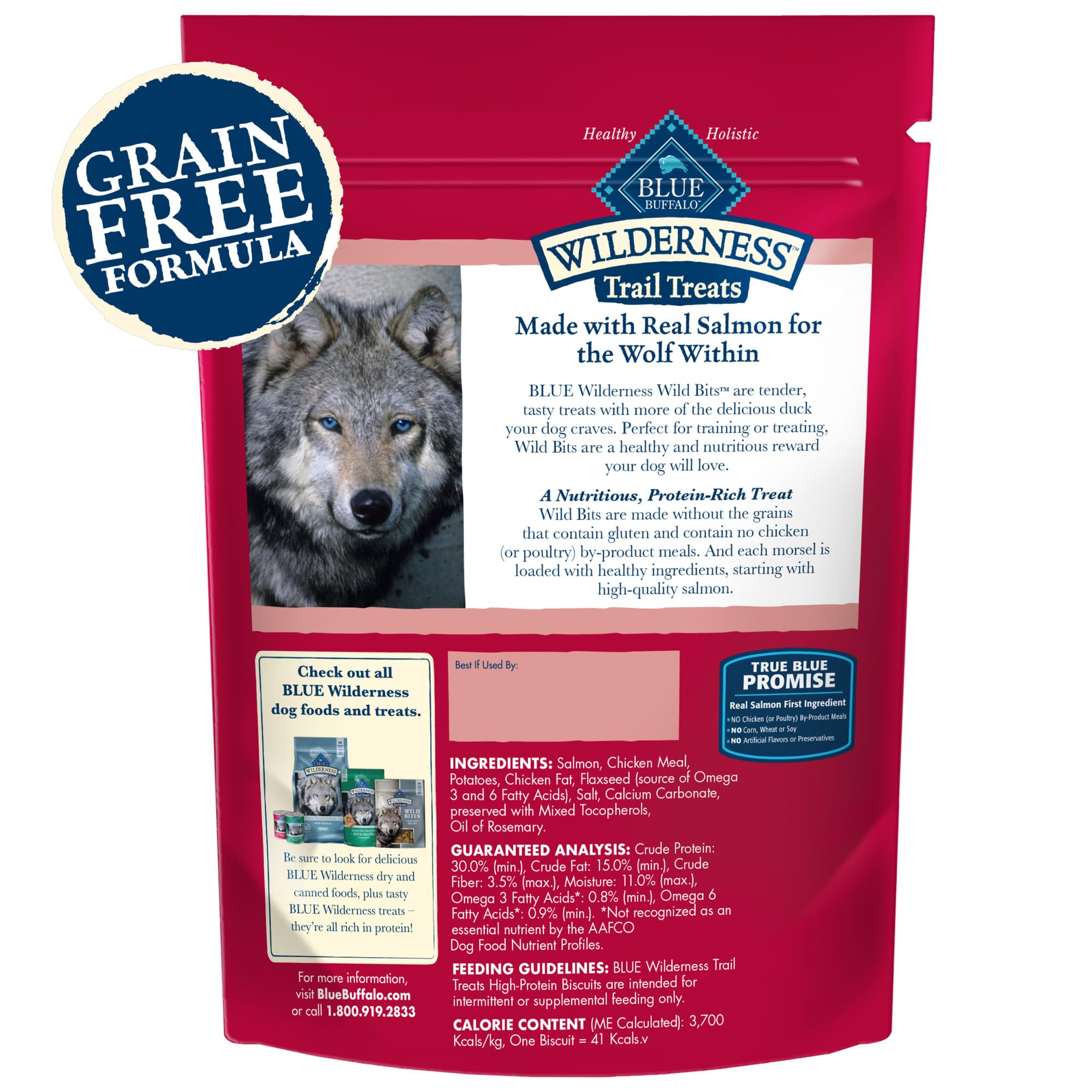 Blue Buffalo Wilderness Wild Bits, trozo de salmón suave para reforzar conductas.