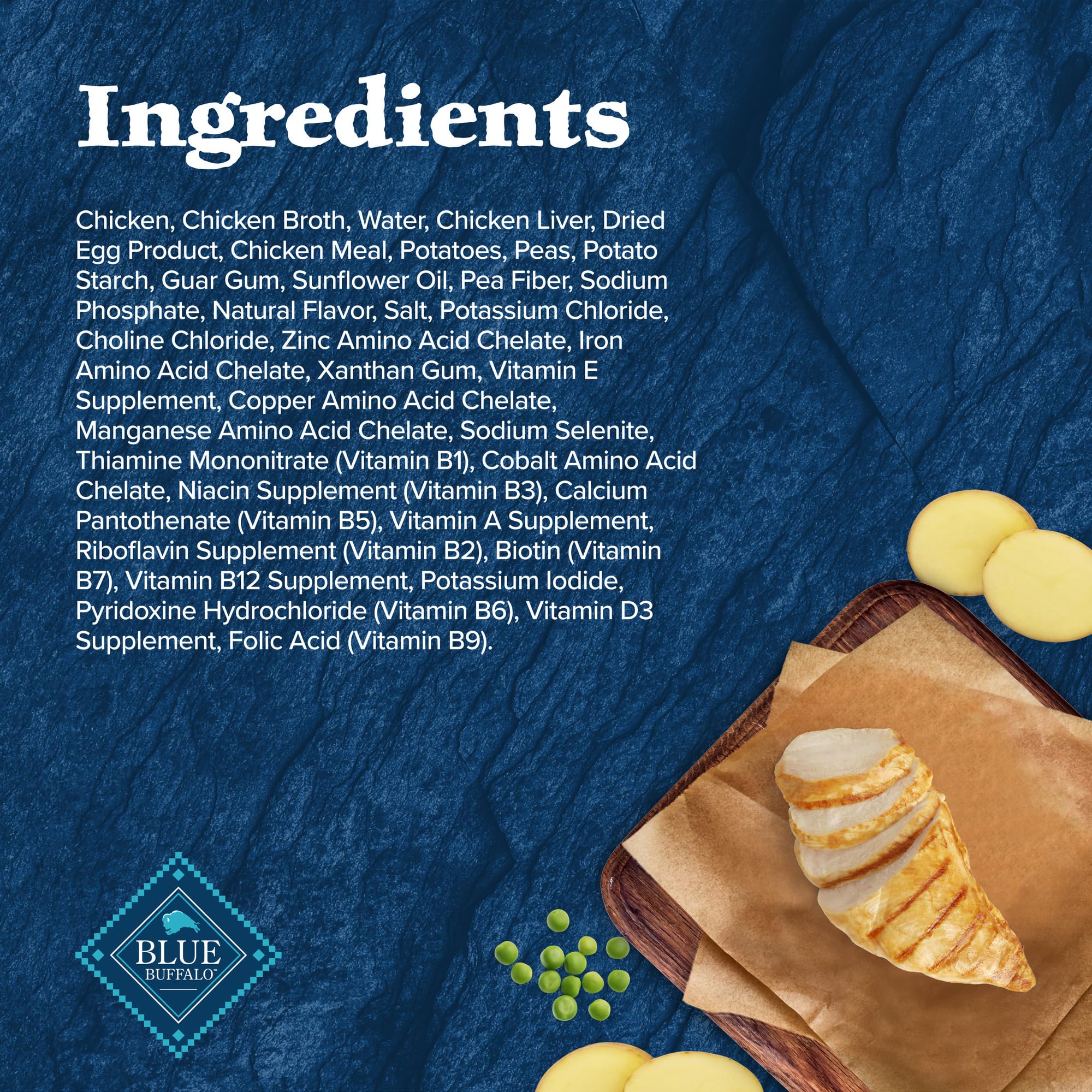 Blue Buffalo Wilderness Wolf Creek Estofado: envase digital mejorado para detalle de ingredientes