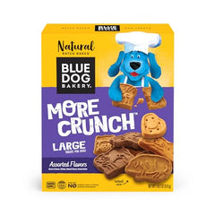 Blue Dog Bakery galletas crujientes grandes, variedad de sabores para perros felices.