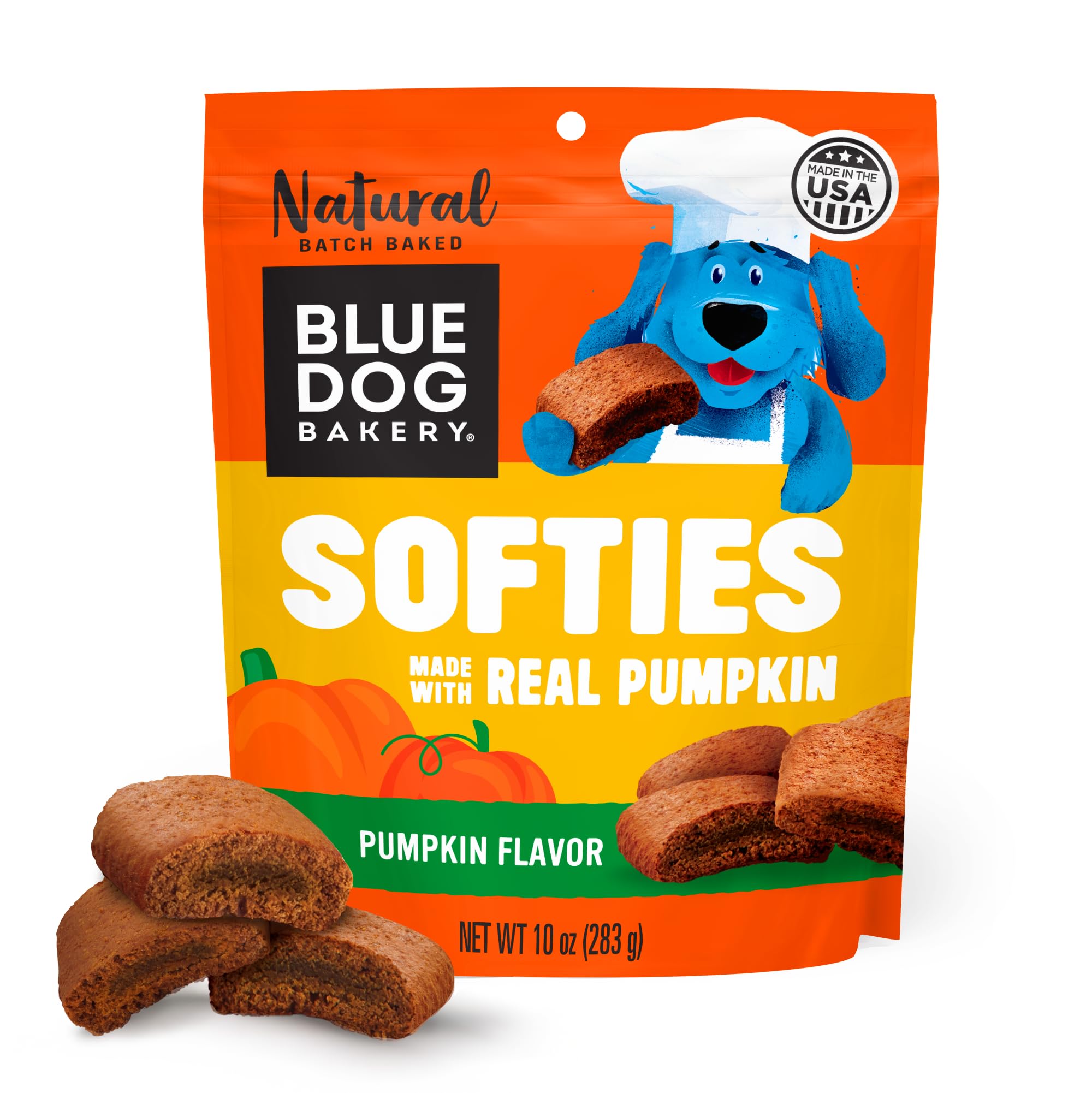 Blue Dog Bakery Pun’Kin Softies paquete listo para perros, ideal para snack diario.