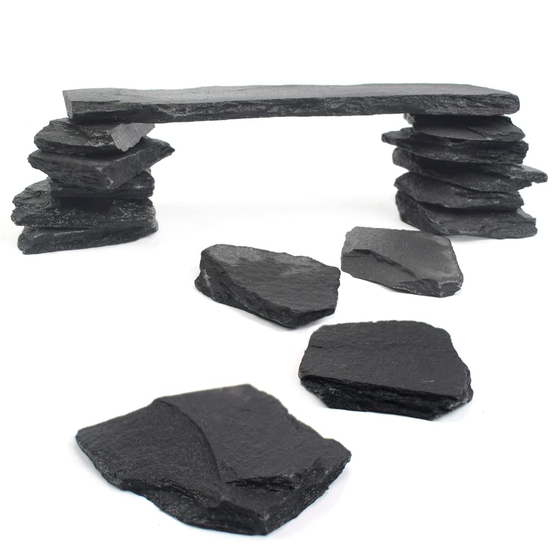 BLUE HANDCART piedra de pizarra natural de 8 pulgadas para acuarios, decoración realista sin alterar el agua