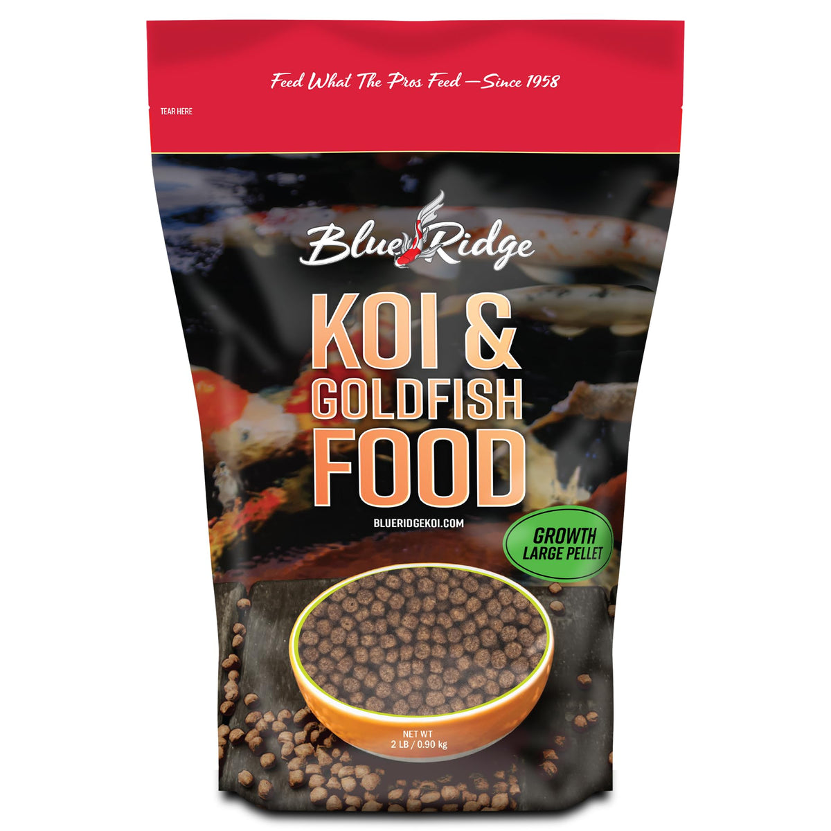Blue Ridge Koi: bolsa 2lb de alimento para koi y goldfish, fácil de usar
