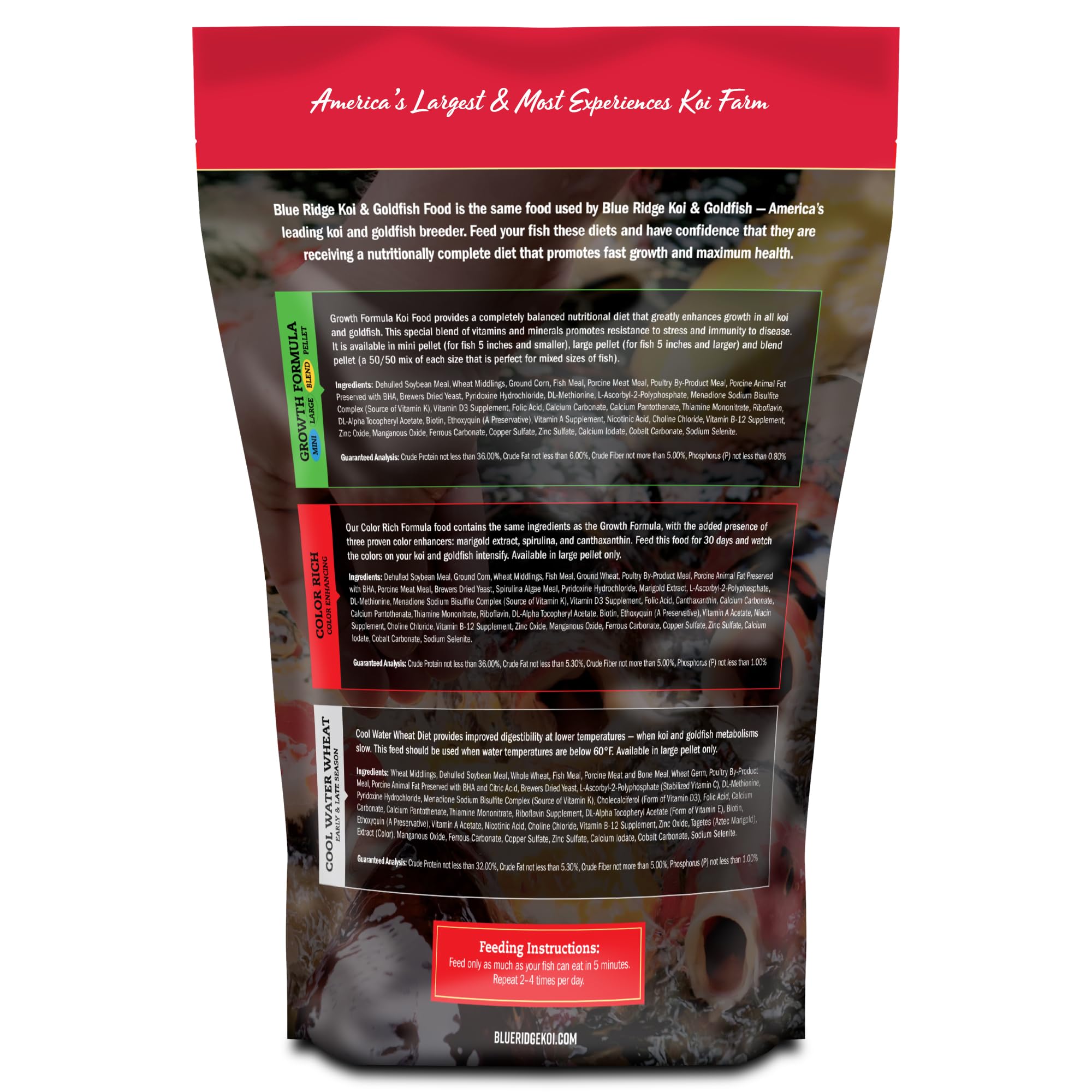 Blue Ridge Koi pellets flotantes 3/16 pulgadas para crecimiento y alimentación controlada