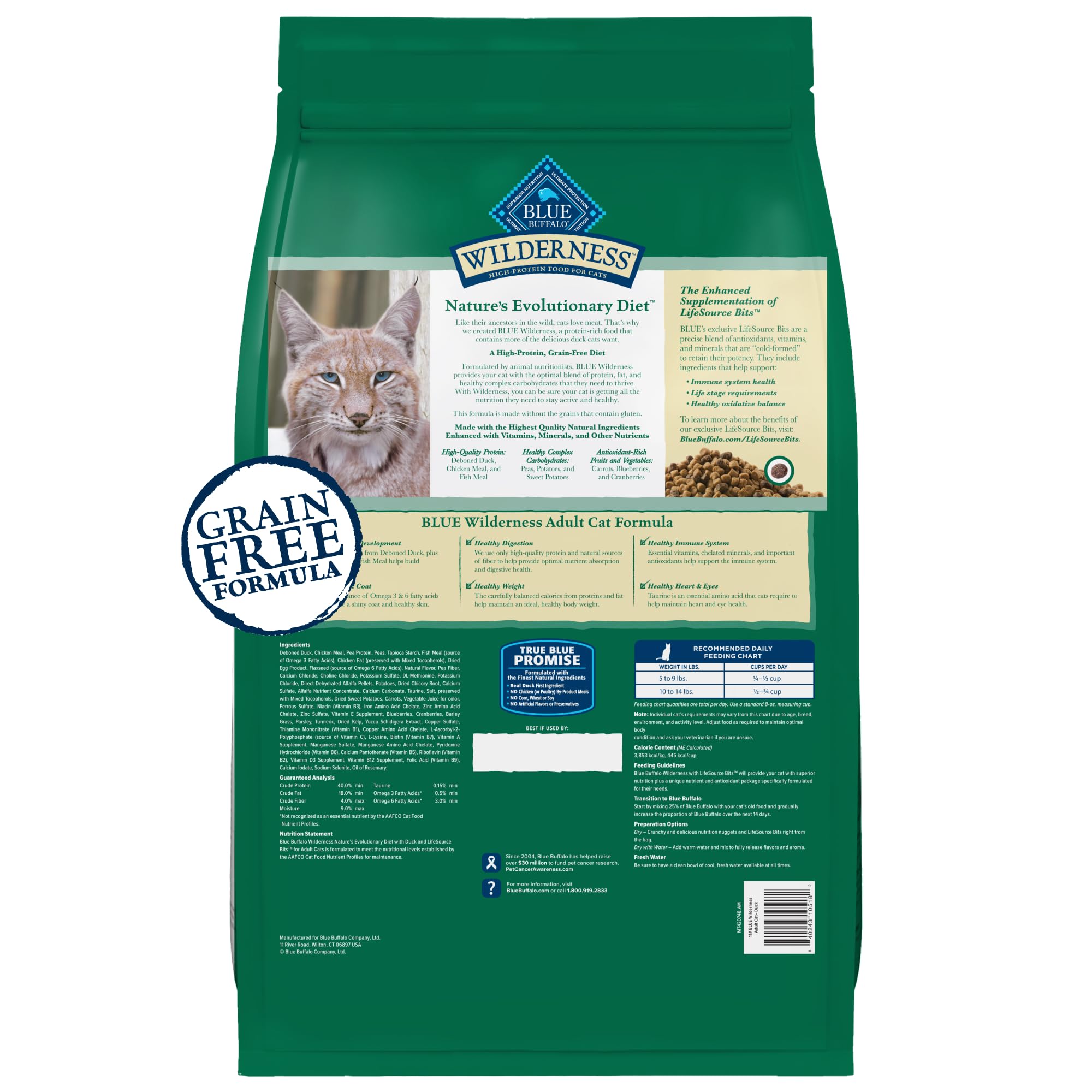 BLUE WILDERNESS ingredientes naturales: dieta equilibrada para gatos adultos.