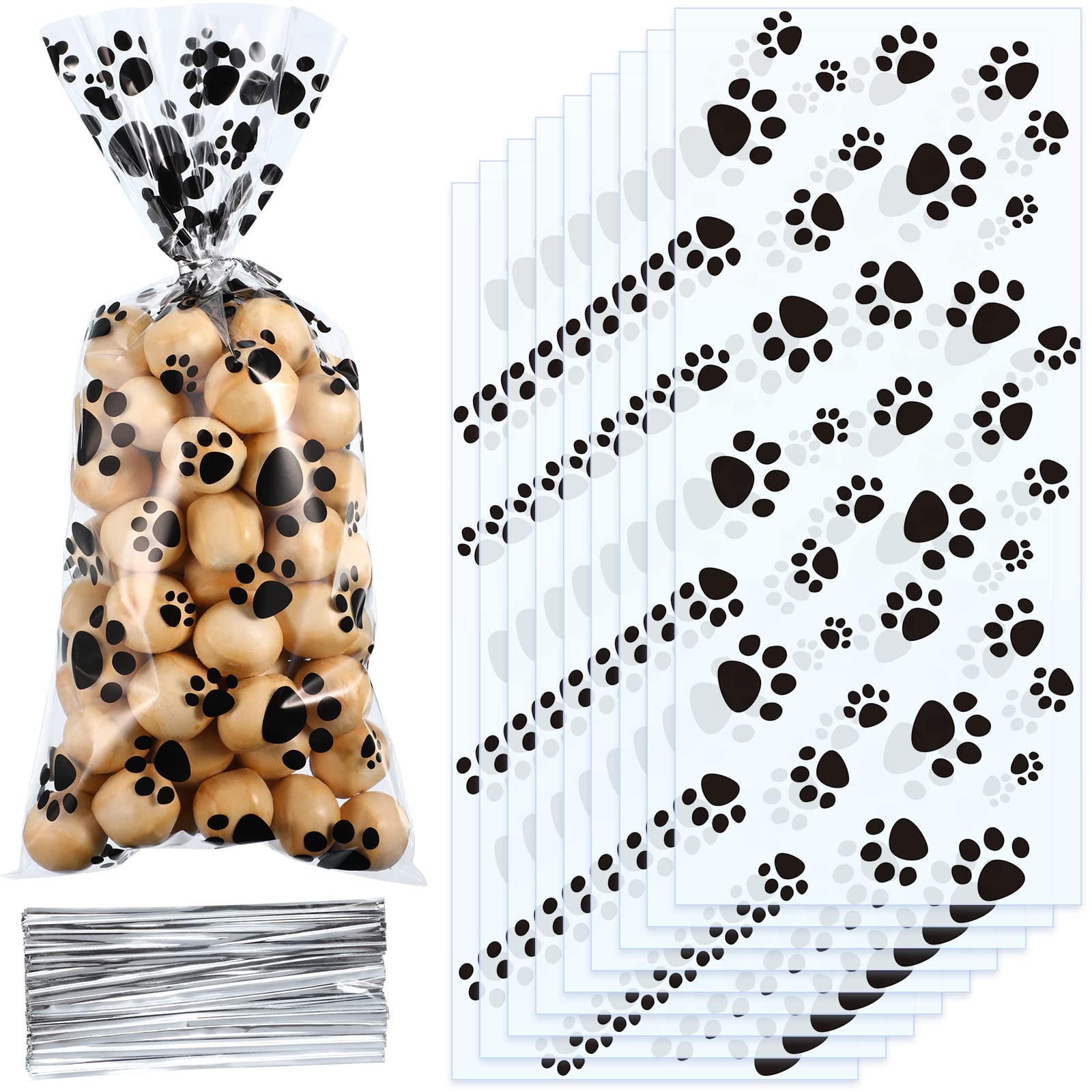 Bolsas Blulu con patitas de perro para golosinas, ideales para fiestas de mascotas.