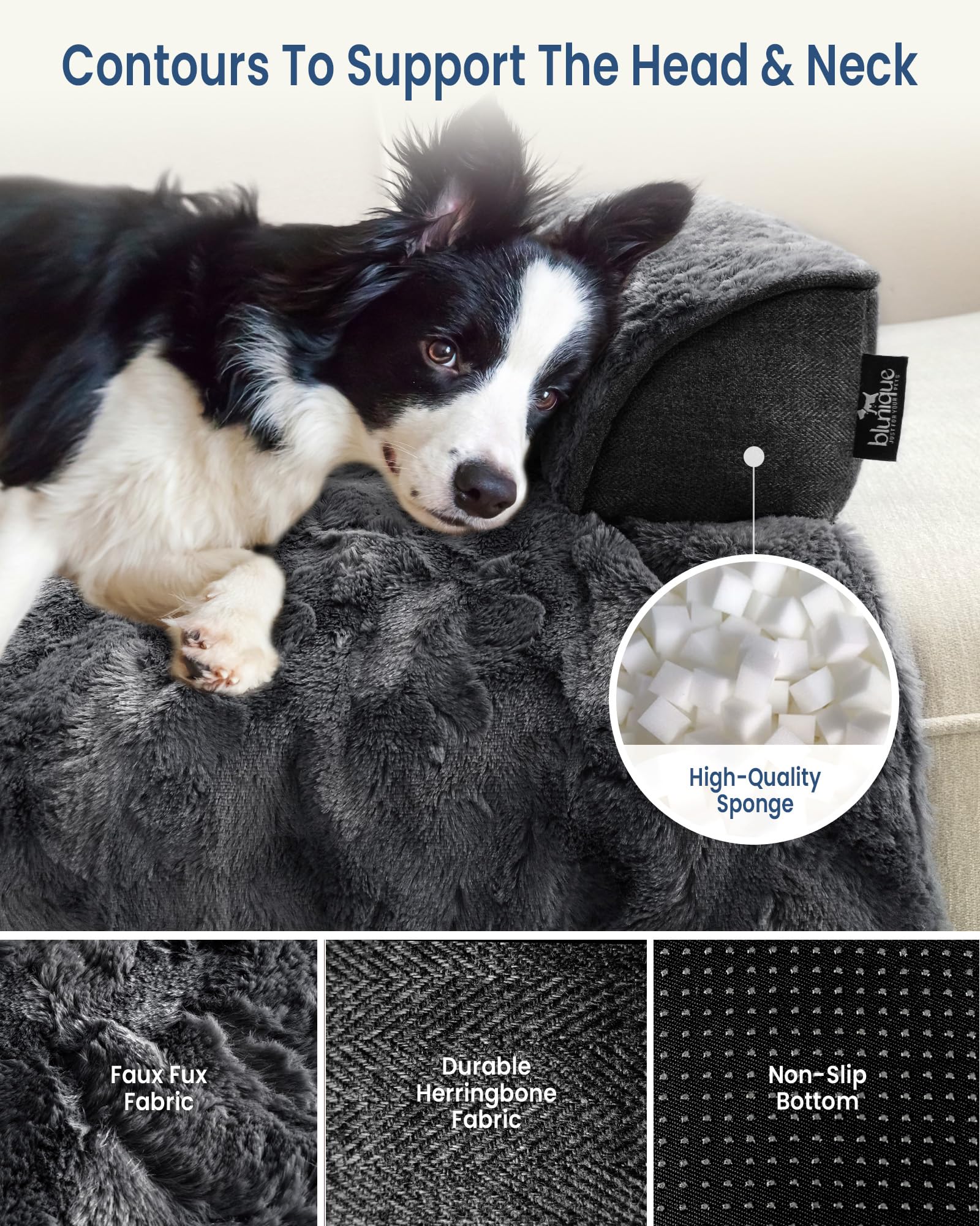 Cama blunique grande con espuma viscoelástica para perro