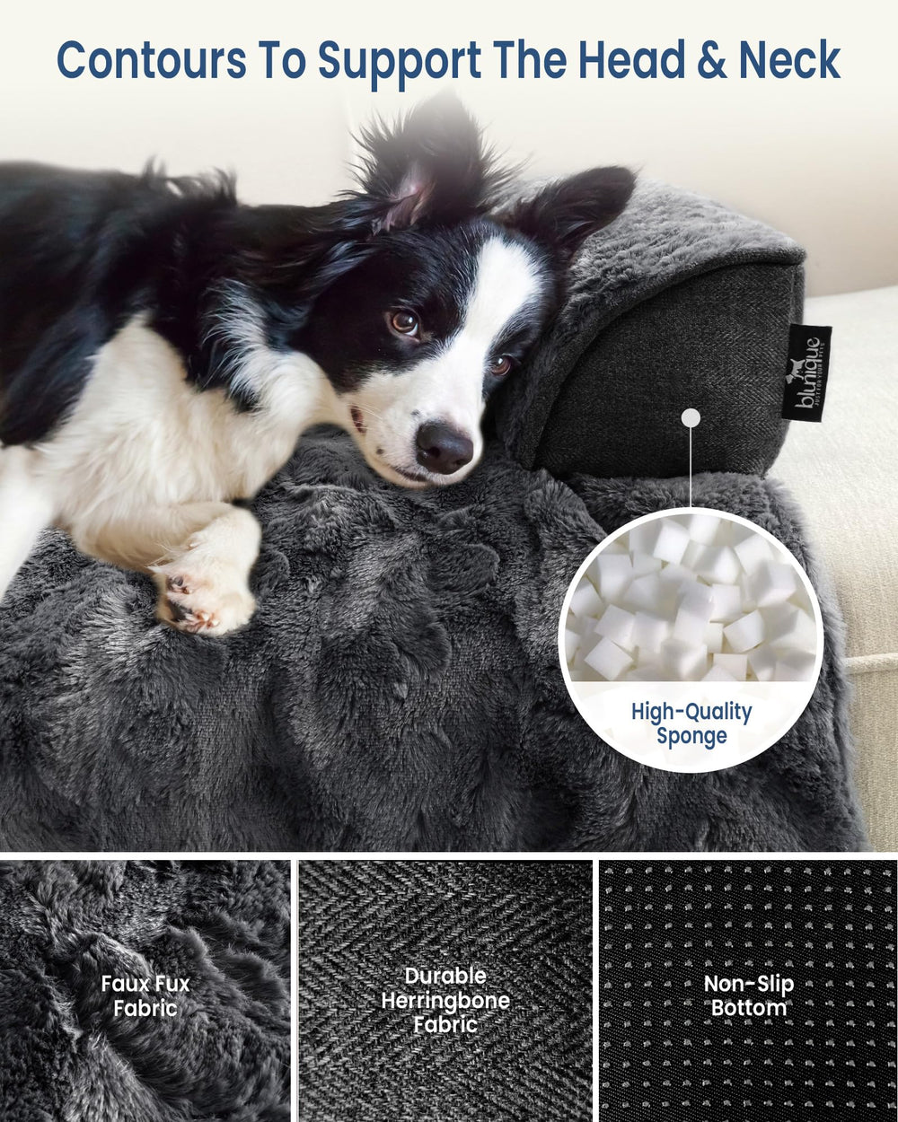Cama blunique grande con espuma viscoelástica para perro