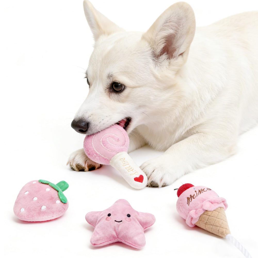 BMLTAQ Conjunto de juguetes rosados para perros pequeños, variedad para juego diario.