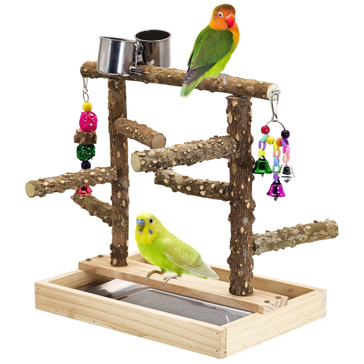 BNOSDM parque de aves madera natural, base estable para entrenamiento