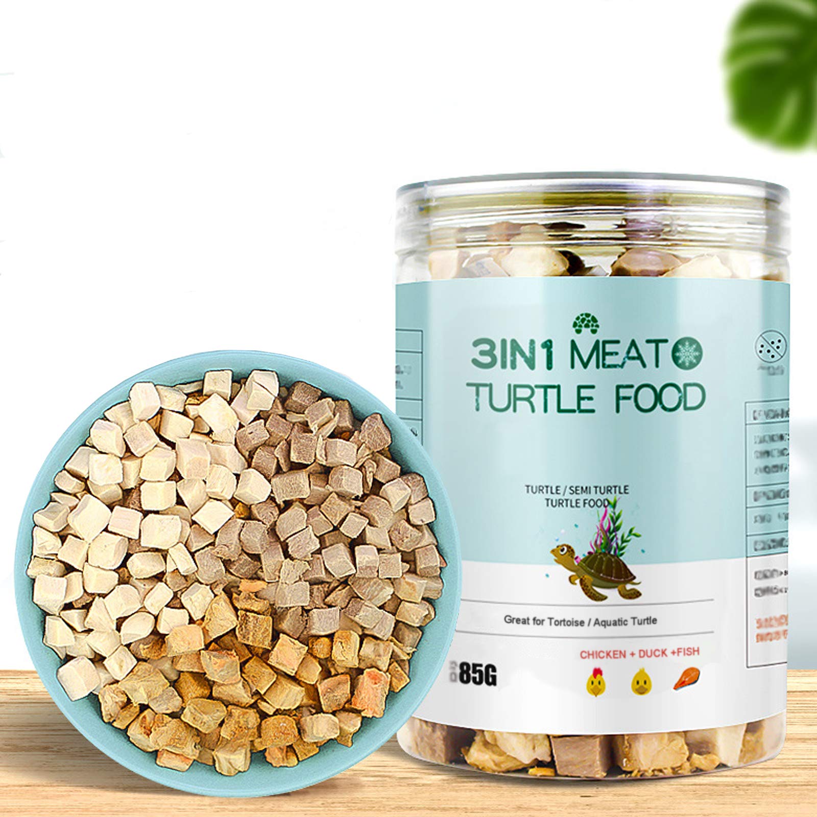 BNYEE 3-in-1 Turtle Food pack shot showcases freeze-dried ingredients for protein and aroma.