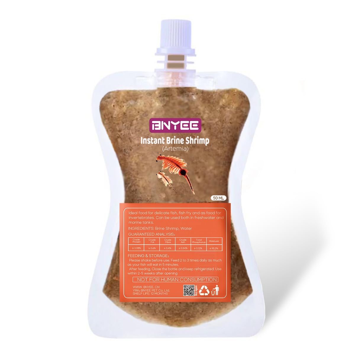 BNYEE Alimento Instantáneo Artemias Adultas: empaque práctico para alimentación diaria