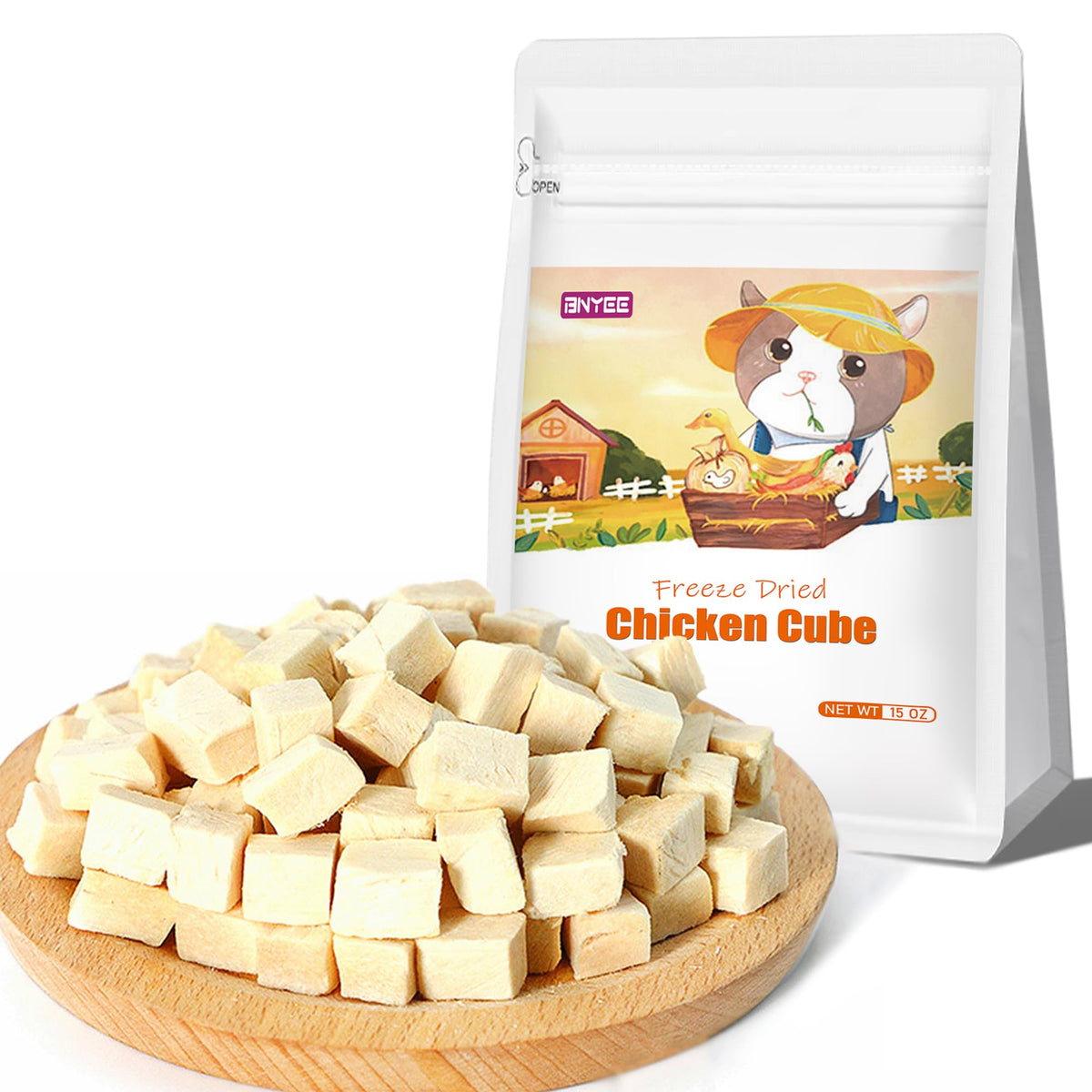 BNYEE Premios pollo liofilizado 425g: premio sabroso para entrenamiento y tentempié saludable.
