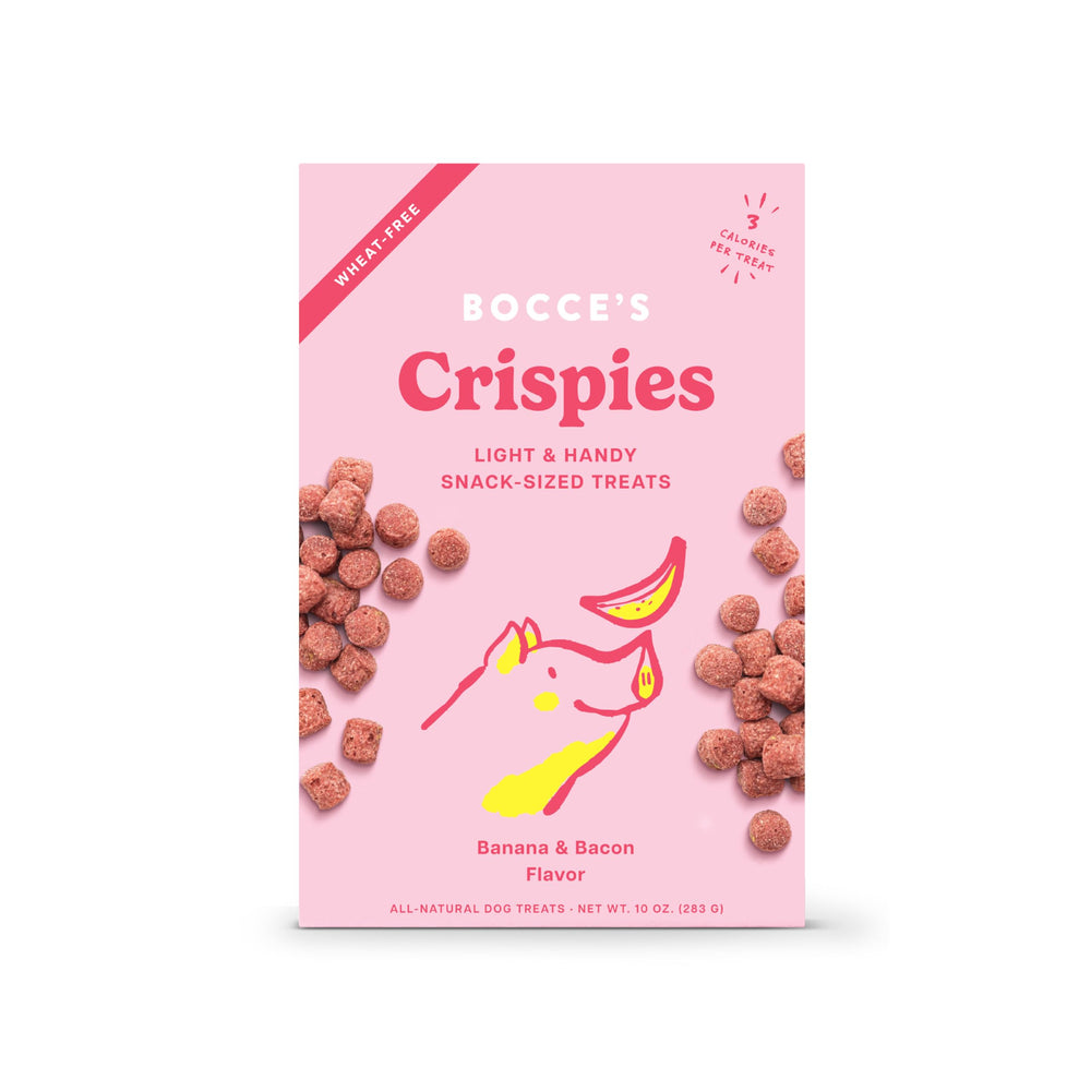 Golosinas Bocce’s Bakery Banana Tocino para perros, snack crujiente para entrenamiento.