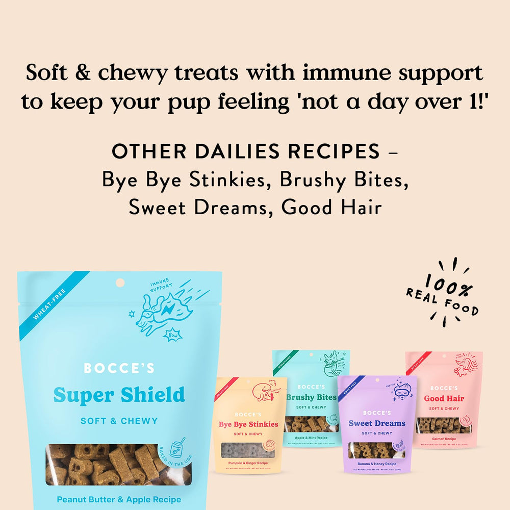 Bocce's Bakery Dailies Super Shield, sabor manzana y cacahuete en cada bocado.
